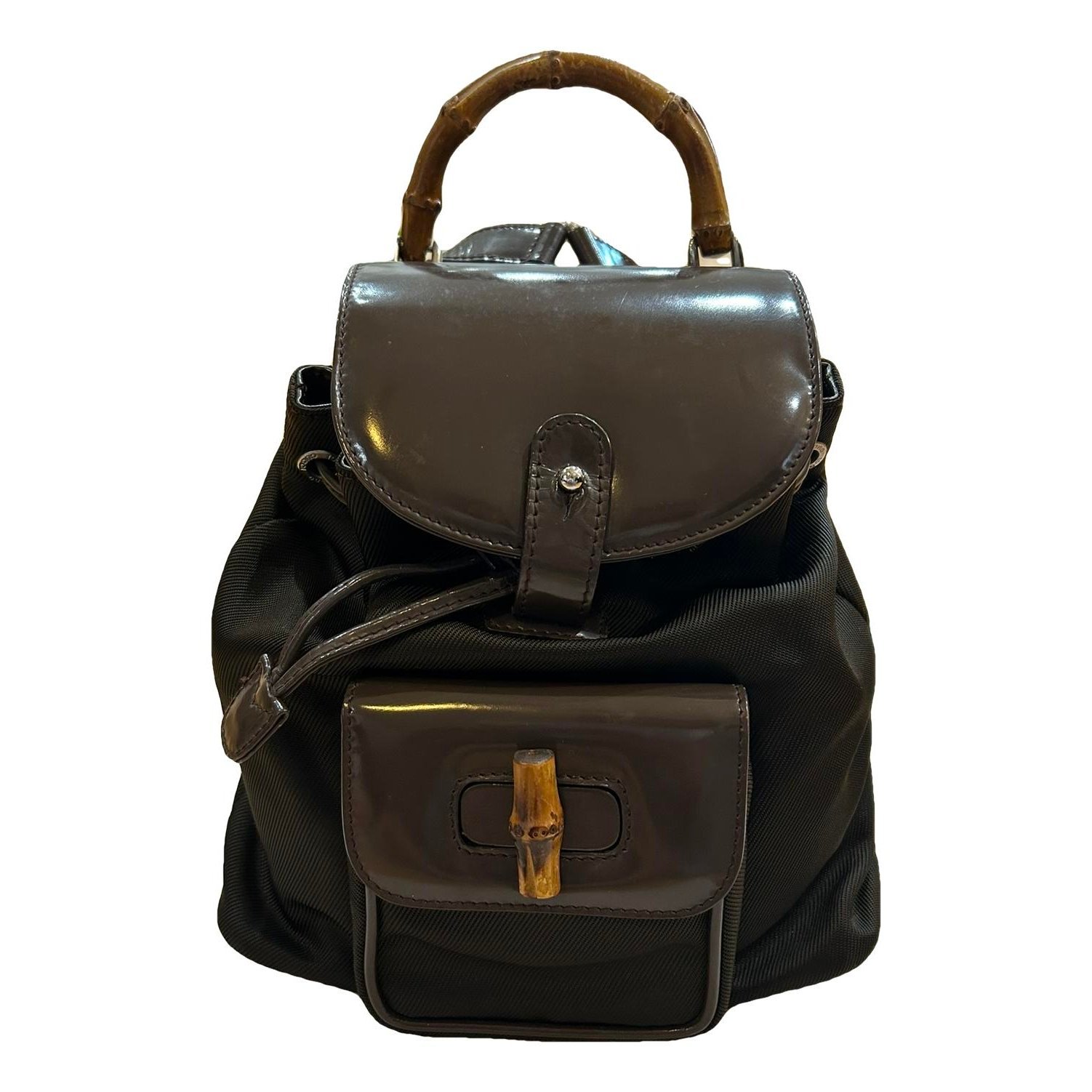 Vintage Bamboo patent leather backpack