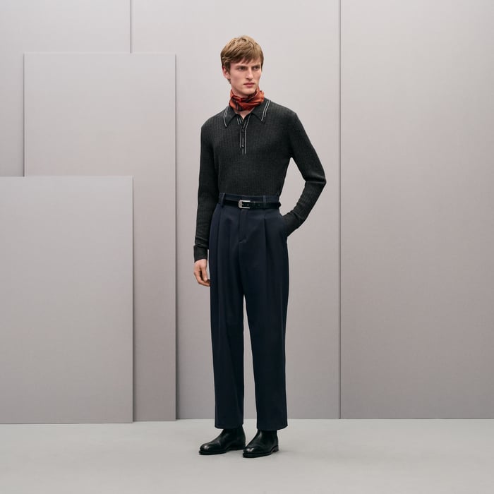 Anthracite "Detail Etriviere Alpaga" Polo Shirt