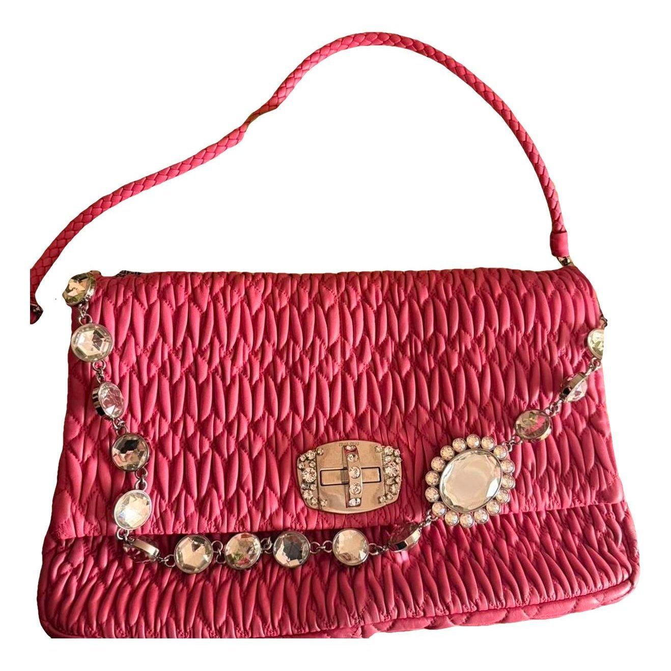 Miu Crystal leather handbag