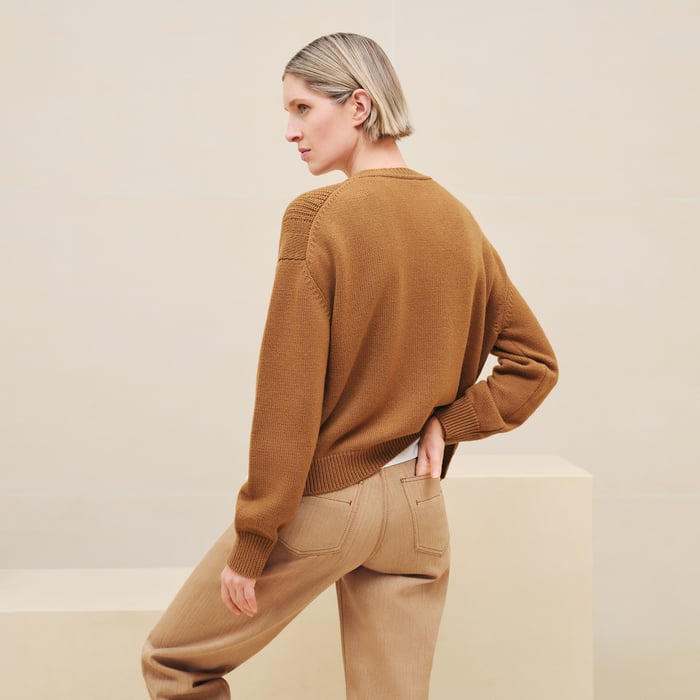 Marron Caramel Cashmere Long-sleeve Sweater