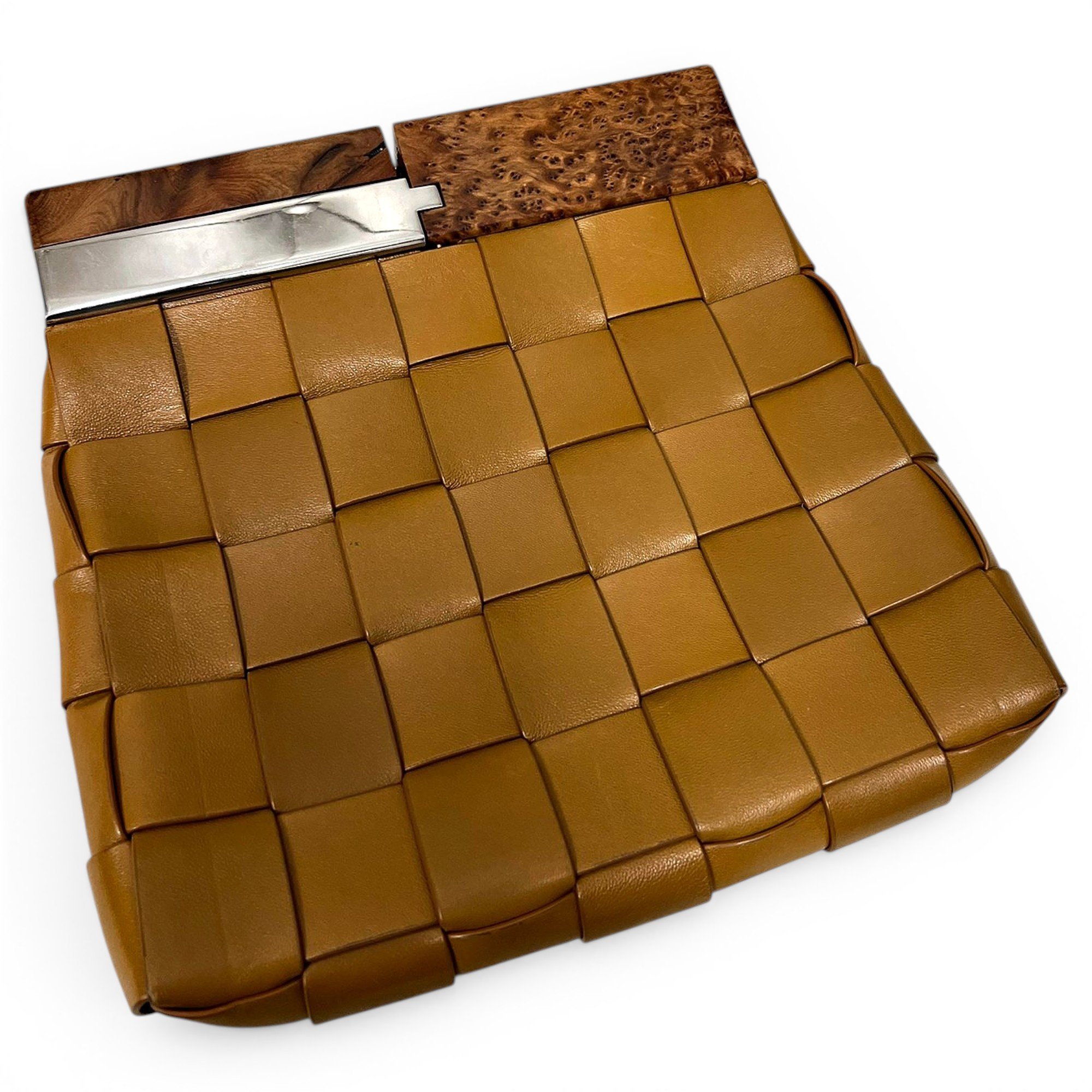 Snap leather handbag