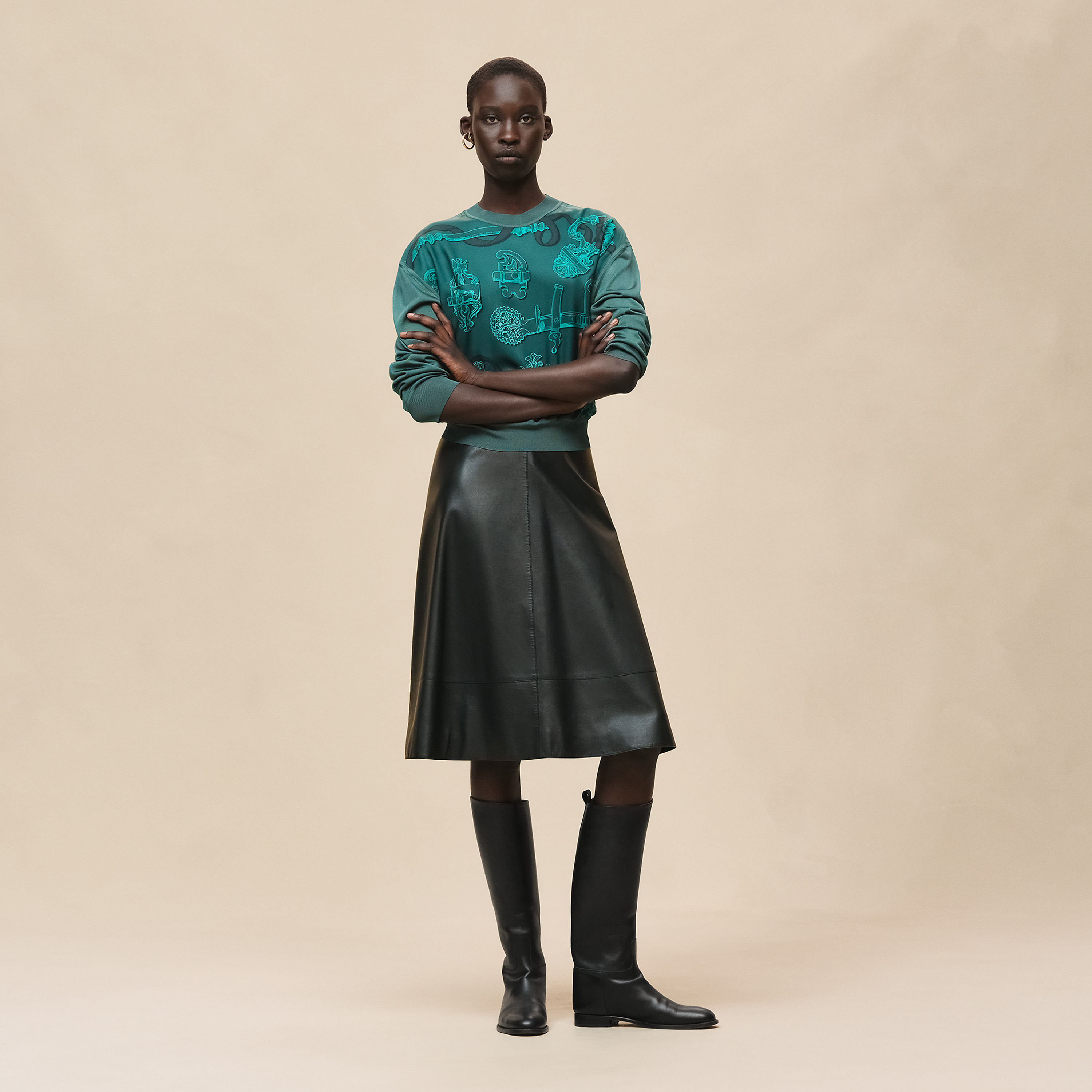 Pull sweat-shirt manches longues twillaine imprimé « Ferronnerie Remix »