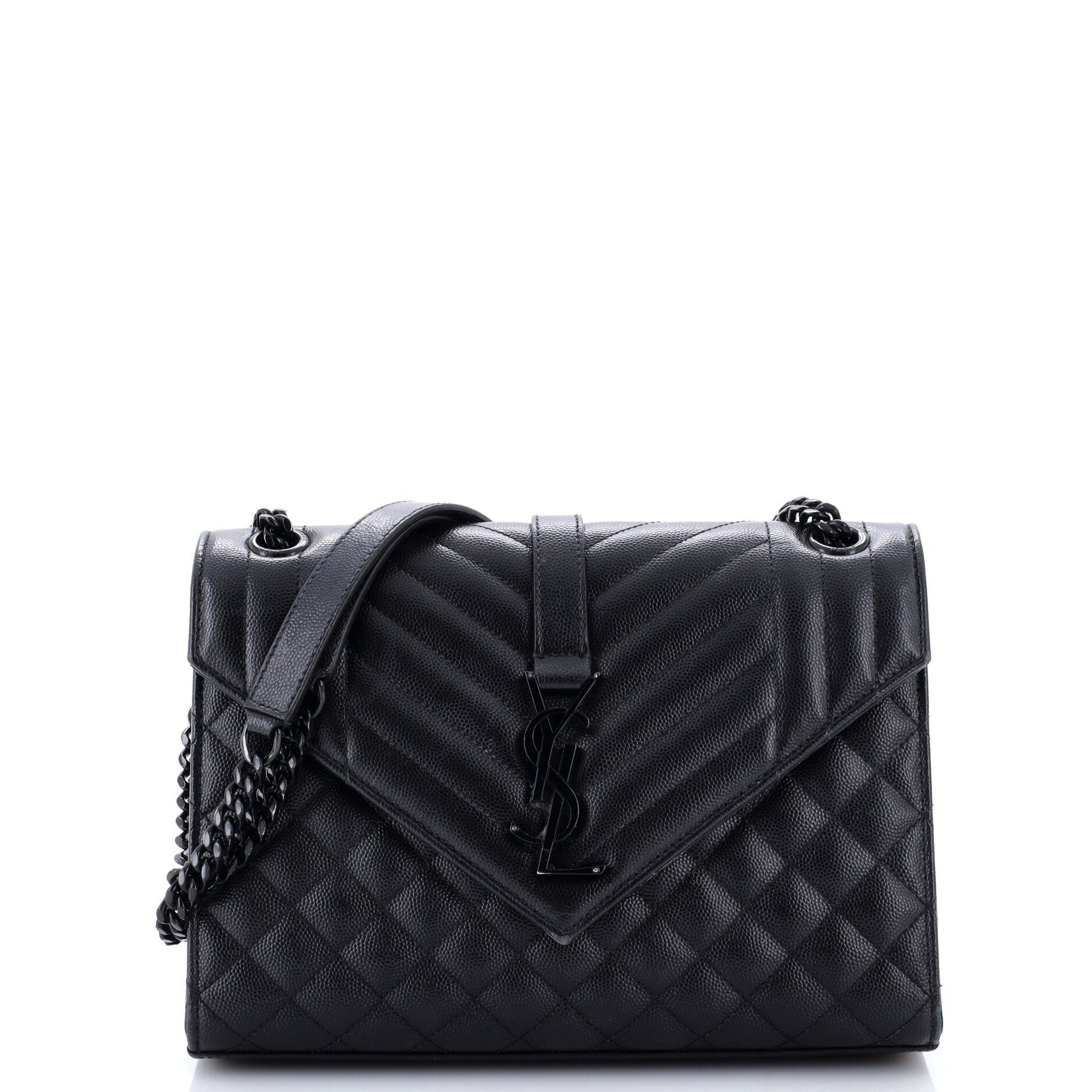 Classic Monogram Envelope Satchel Mixed Matelasse Leather Medium
