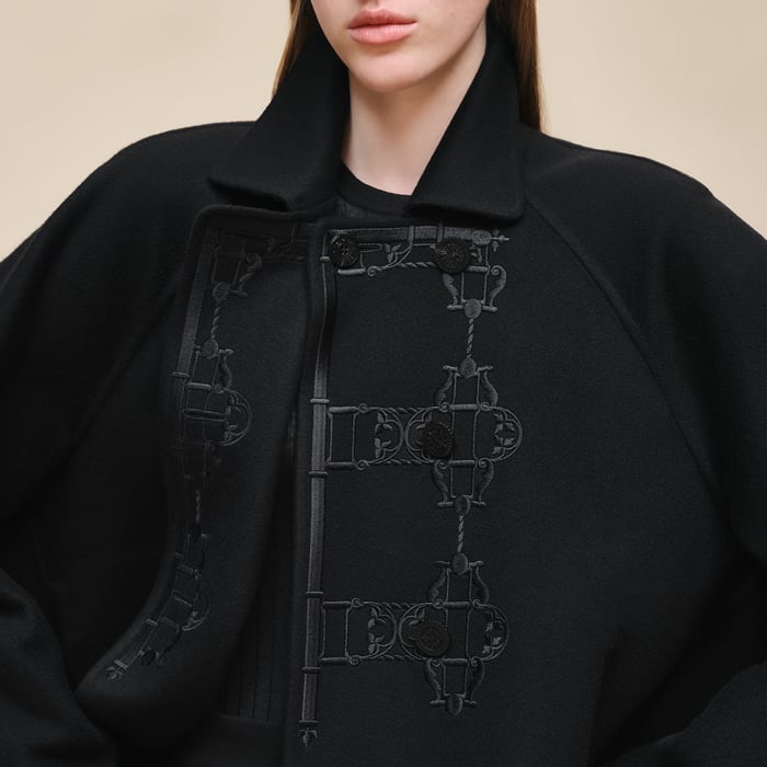 Noir Cashmere Embroidered Jacket
