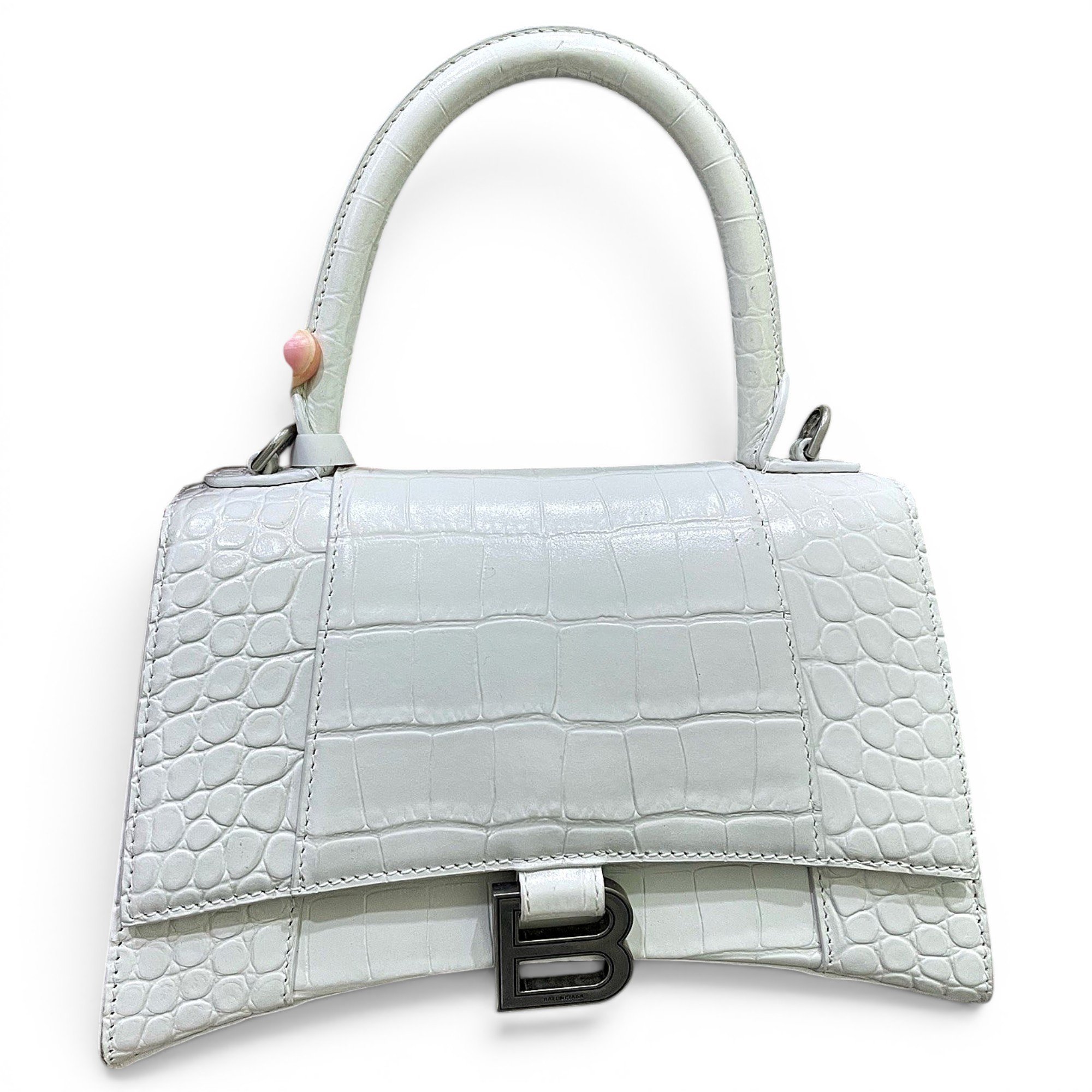 Hourglass leather handbag