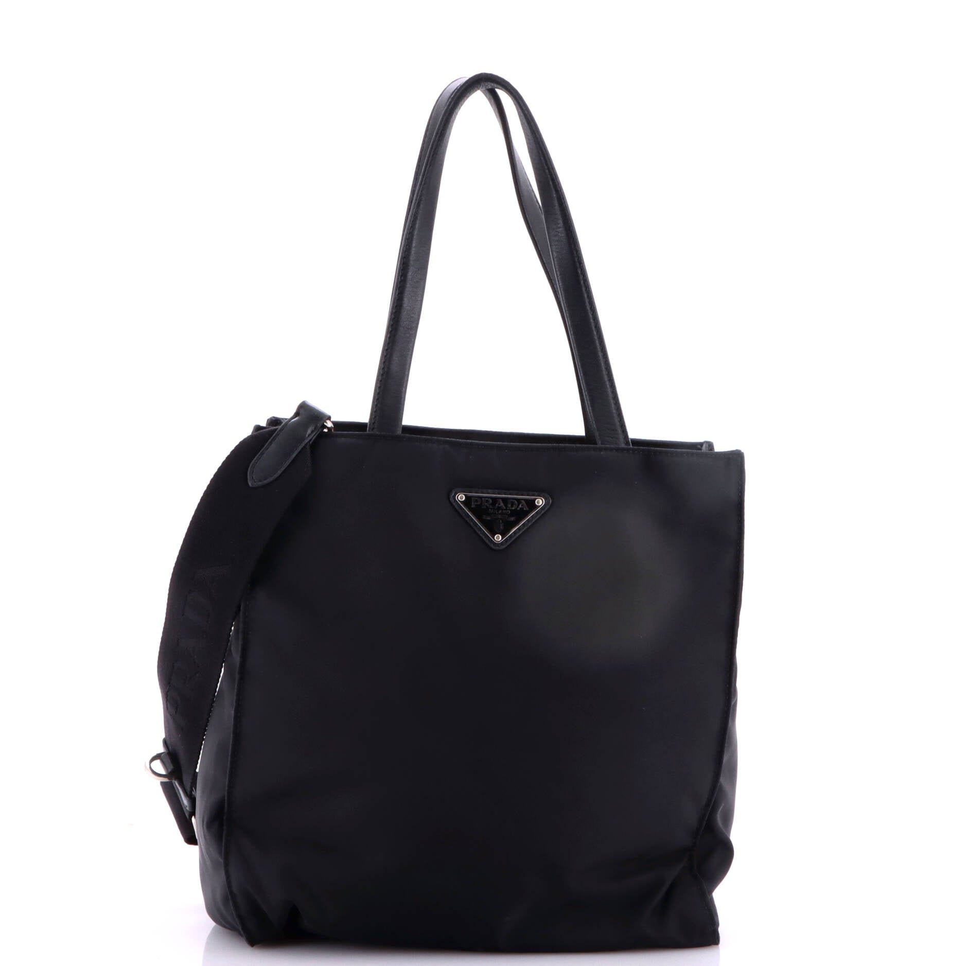 Padded Convertible Shopping Tote Re-Nylon with Leather Medium