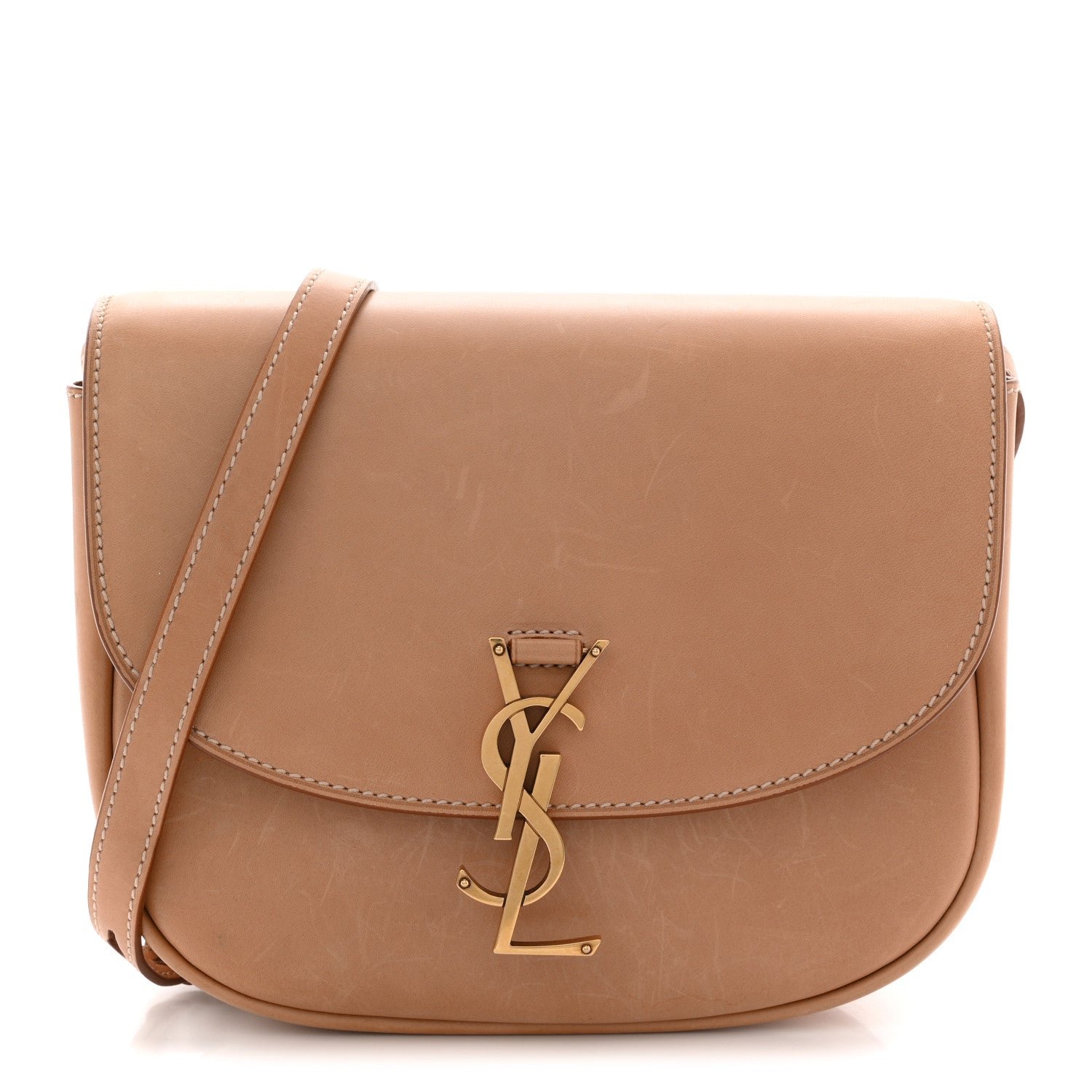 Saint Laurent Smooth Vintage Calfskin Monogram Medium Kaia Satchel Gold