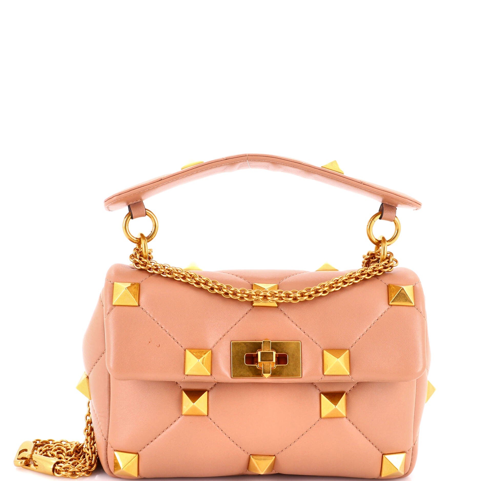 Roman Stud Flap Bag Quilted Leather Medium