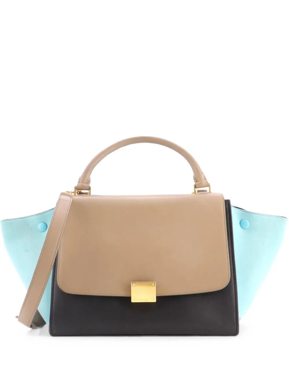 Tricolor Trapeze Bag Leather Small satchel