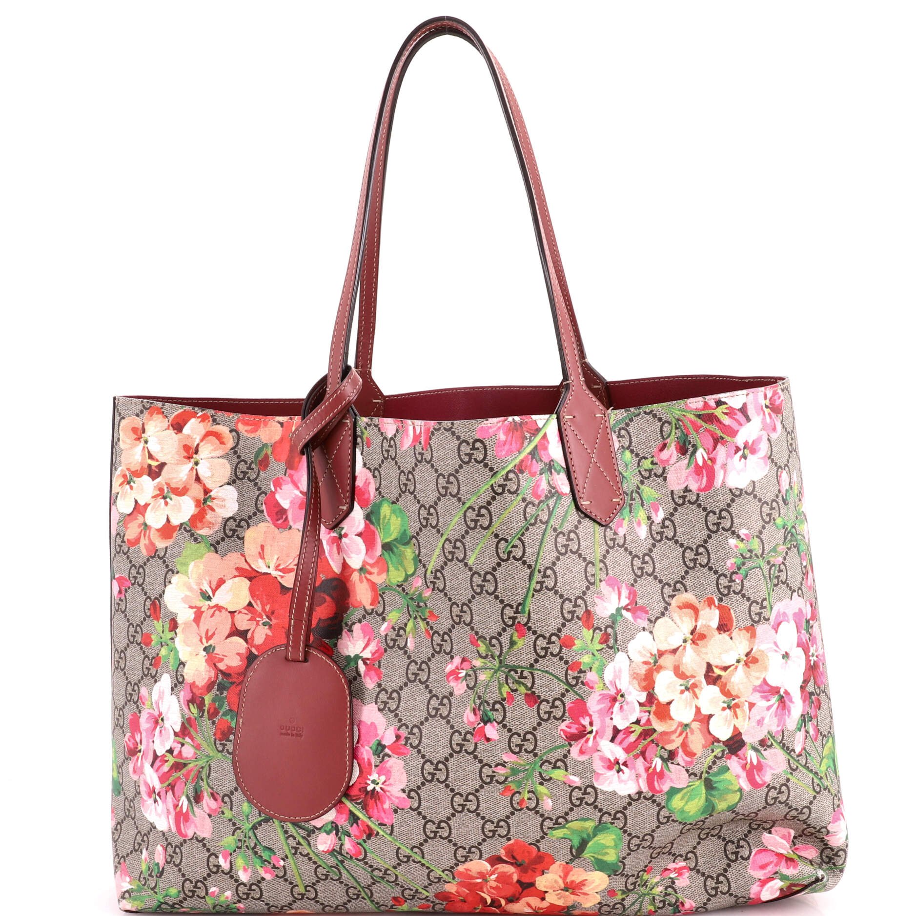 Reversible Tote Blooms GG Print Leather Medium