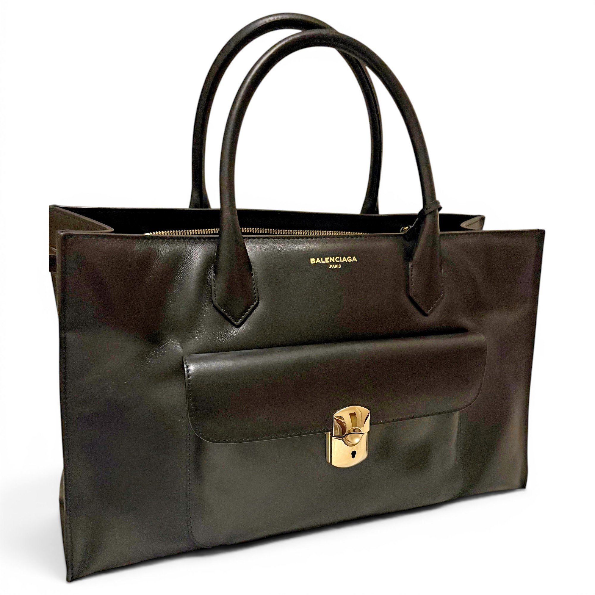 Padlock leather handbag