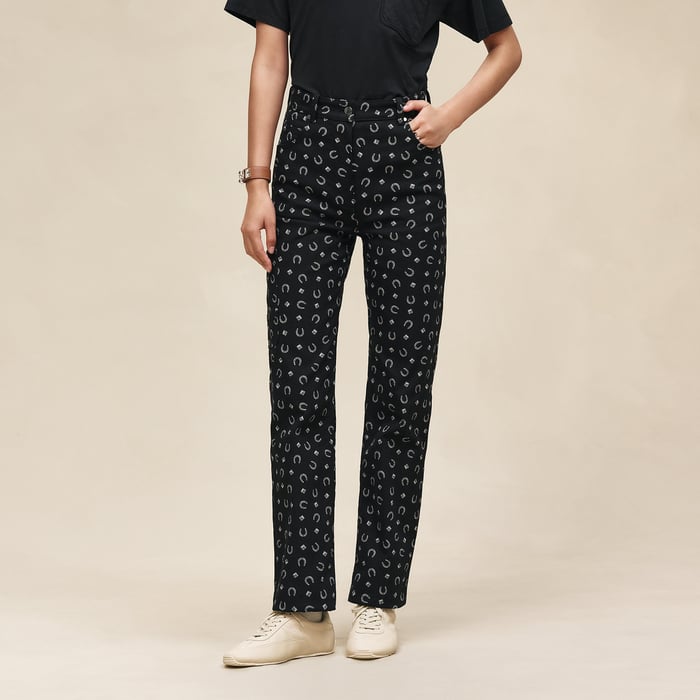 Noir "Porte-bonheur Bandana" Straight Leg Pants