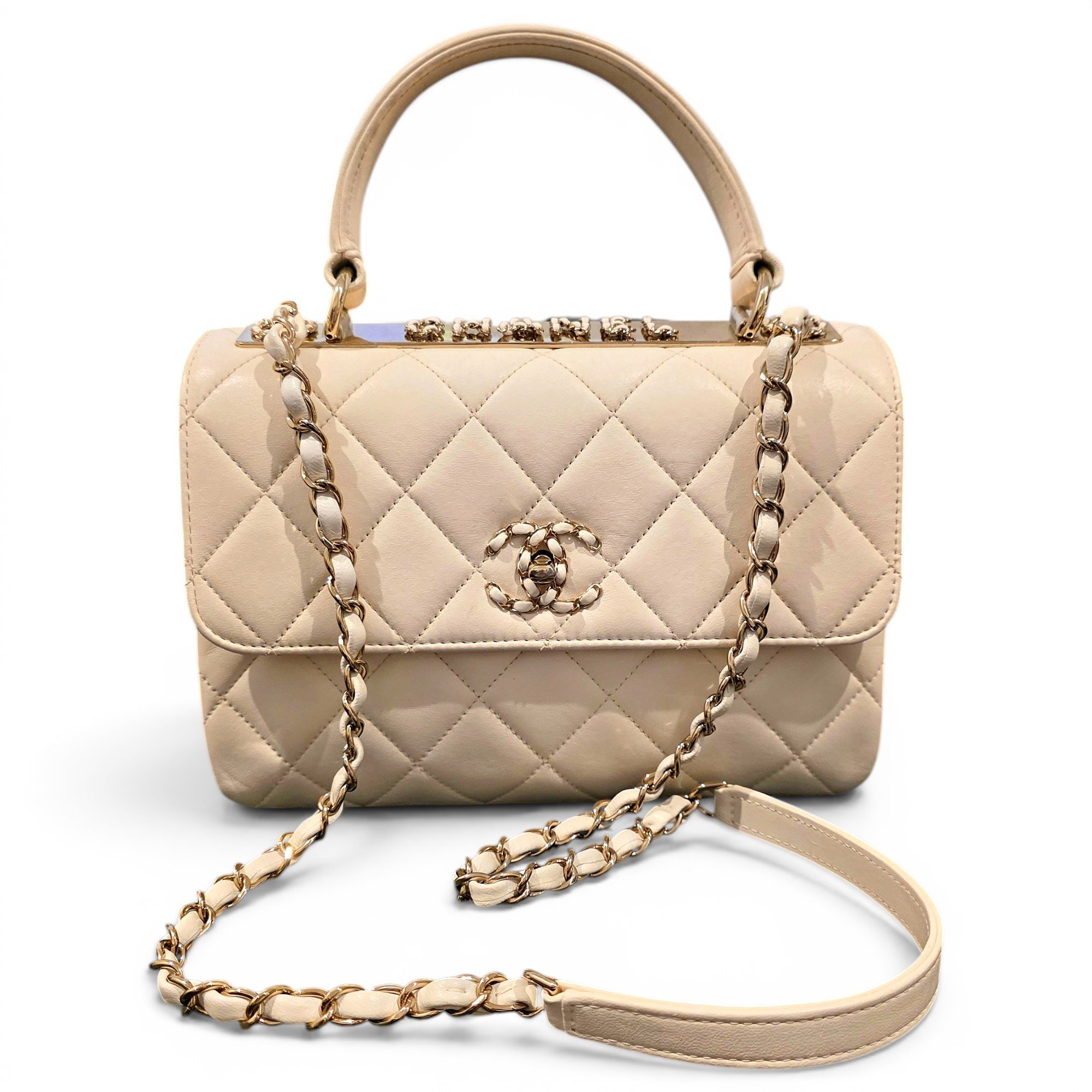 Trendy CC Top Handle leather handbag
