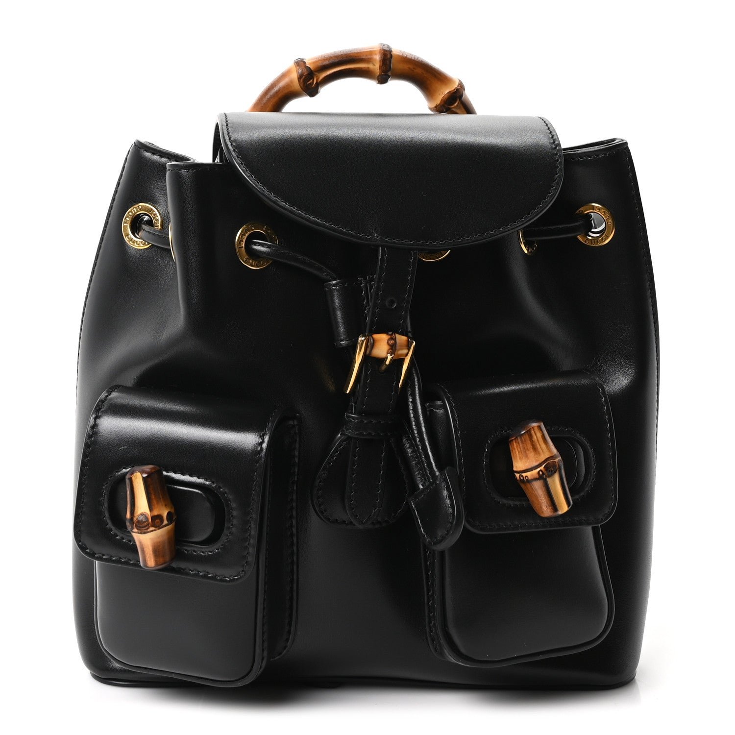 Gucci Calfskin Bamboo Backpack Black