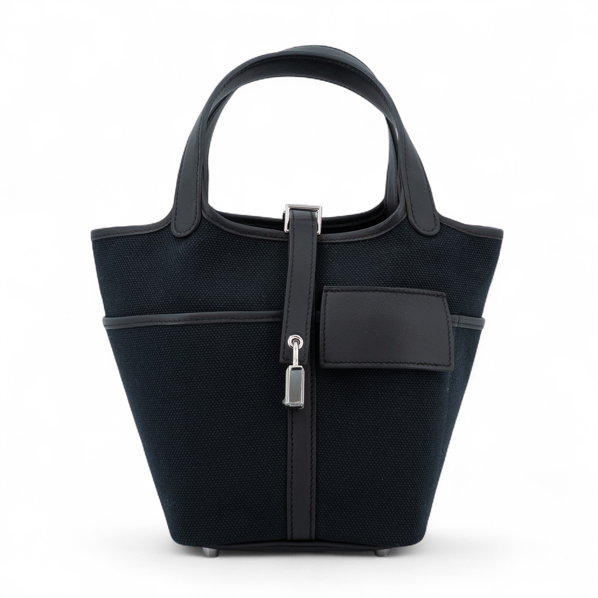 Hermes Unused ( Rank NS ) HERMÈS Limited Edition Picotin Lock PM Cargo Noir (89) Toile H canvas Swift Palladium hardware K (2025)