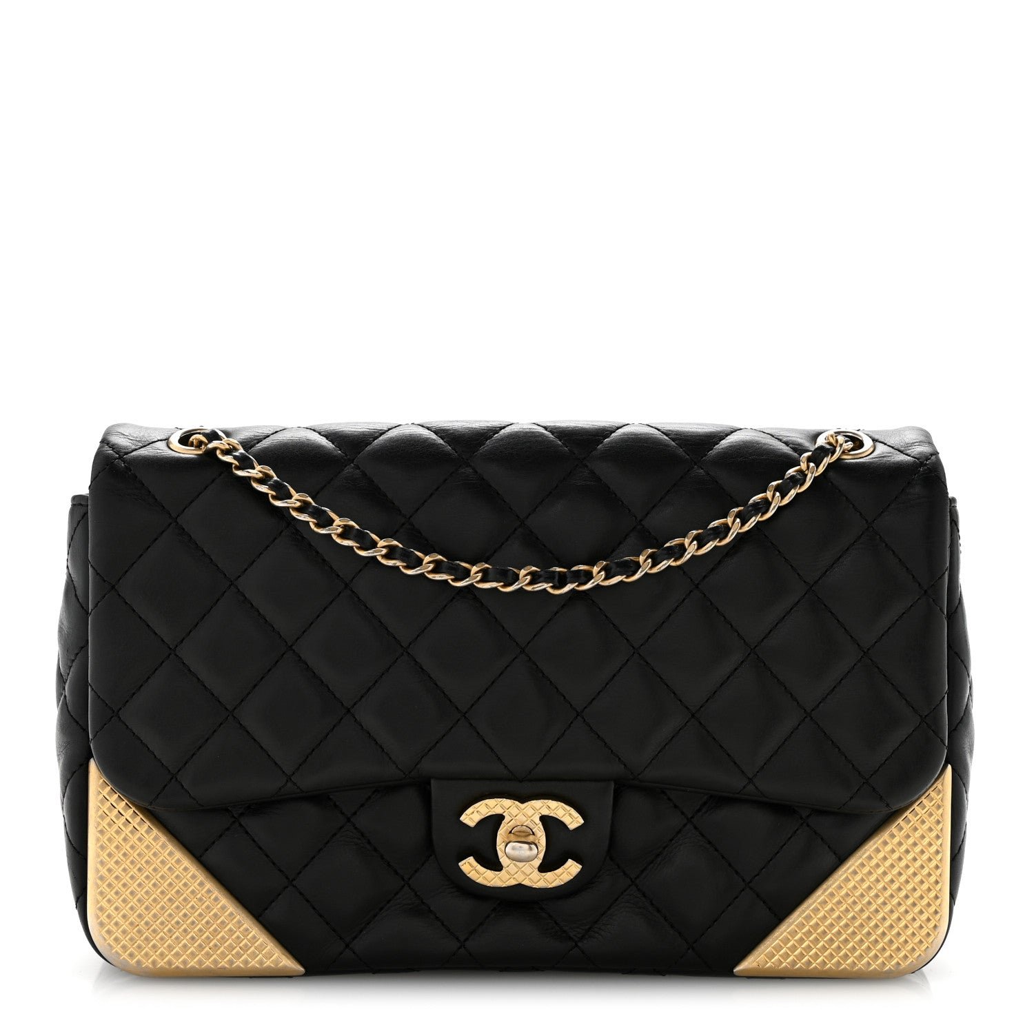Chanel Calfskin Quilted Rock The Corner Flap Black