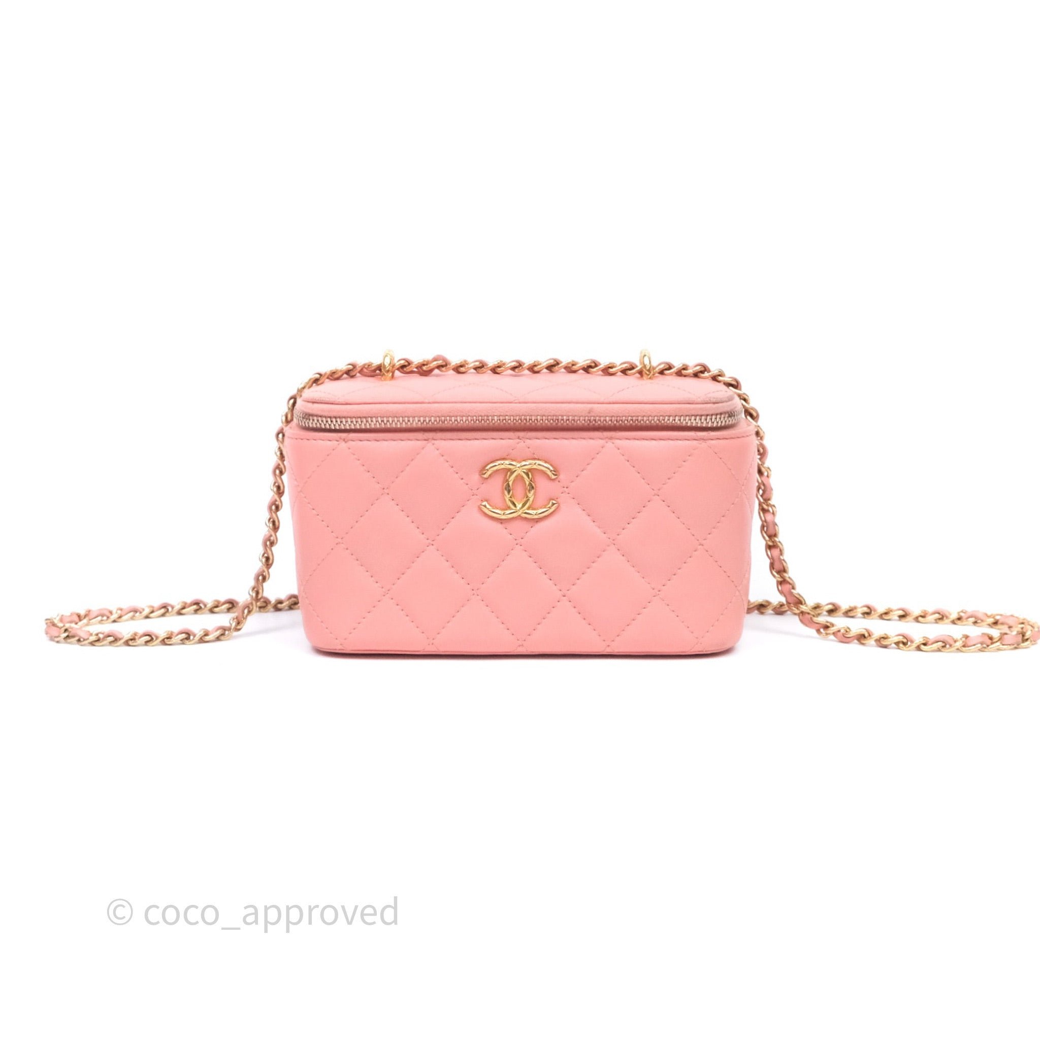 Chanel Quilted Vanity With Chain Pink Gold Hardware