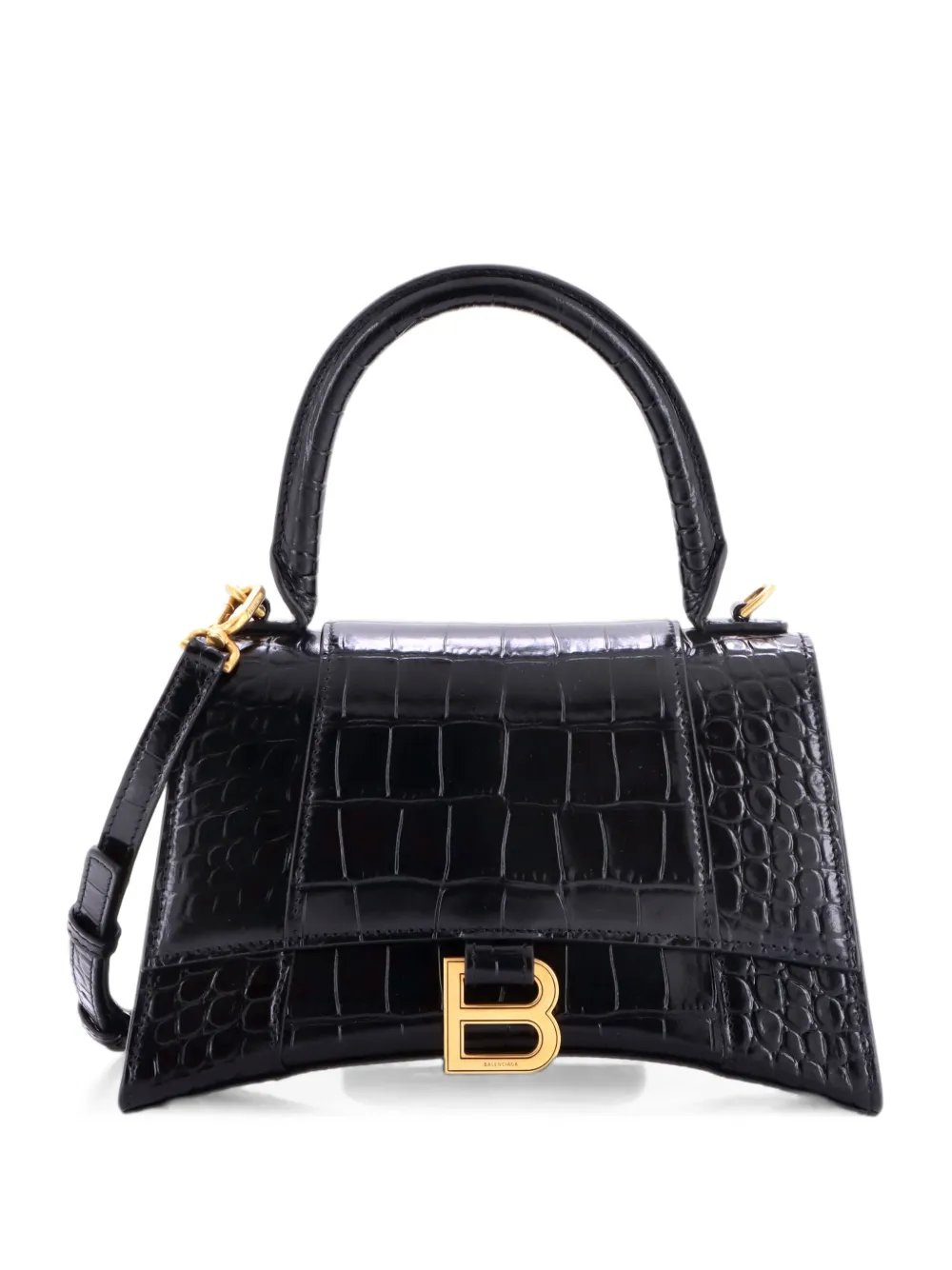 Hourglass Top Handle Bag Crocodile Embossed Leather Small crossbody bag