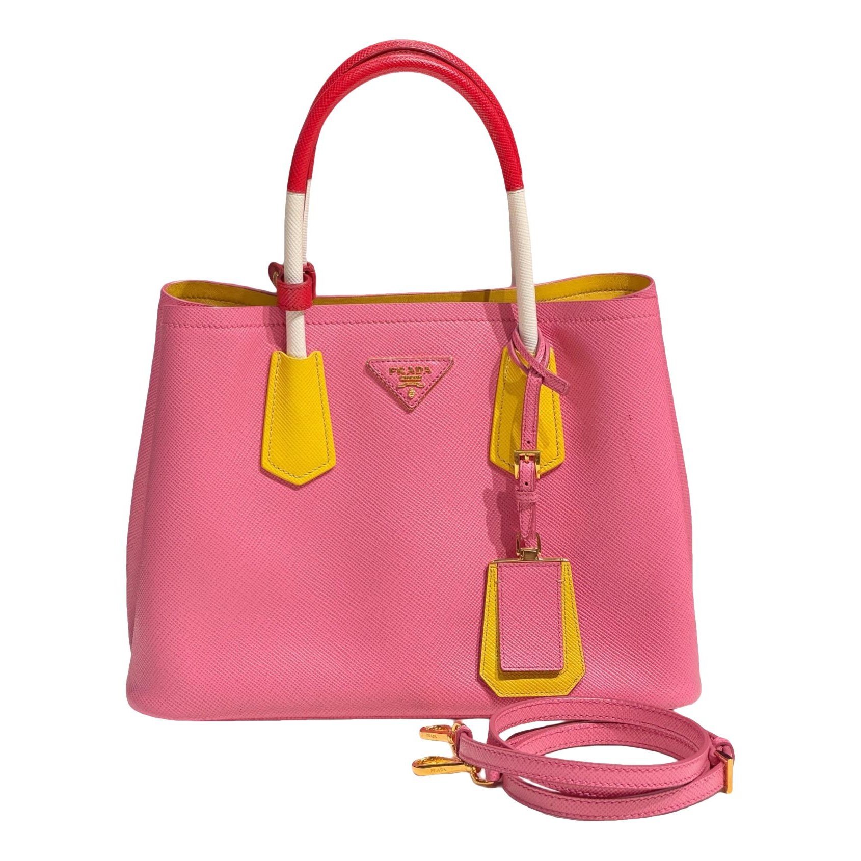 Double leather handbag