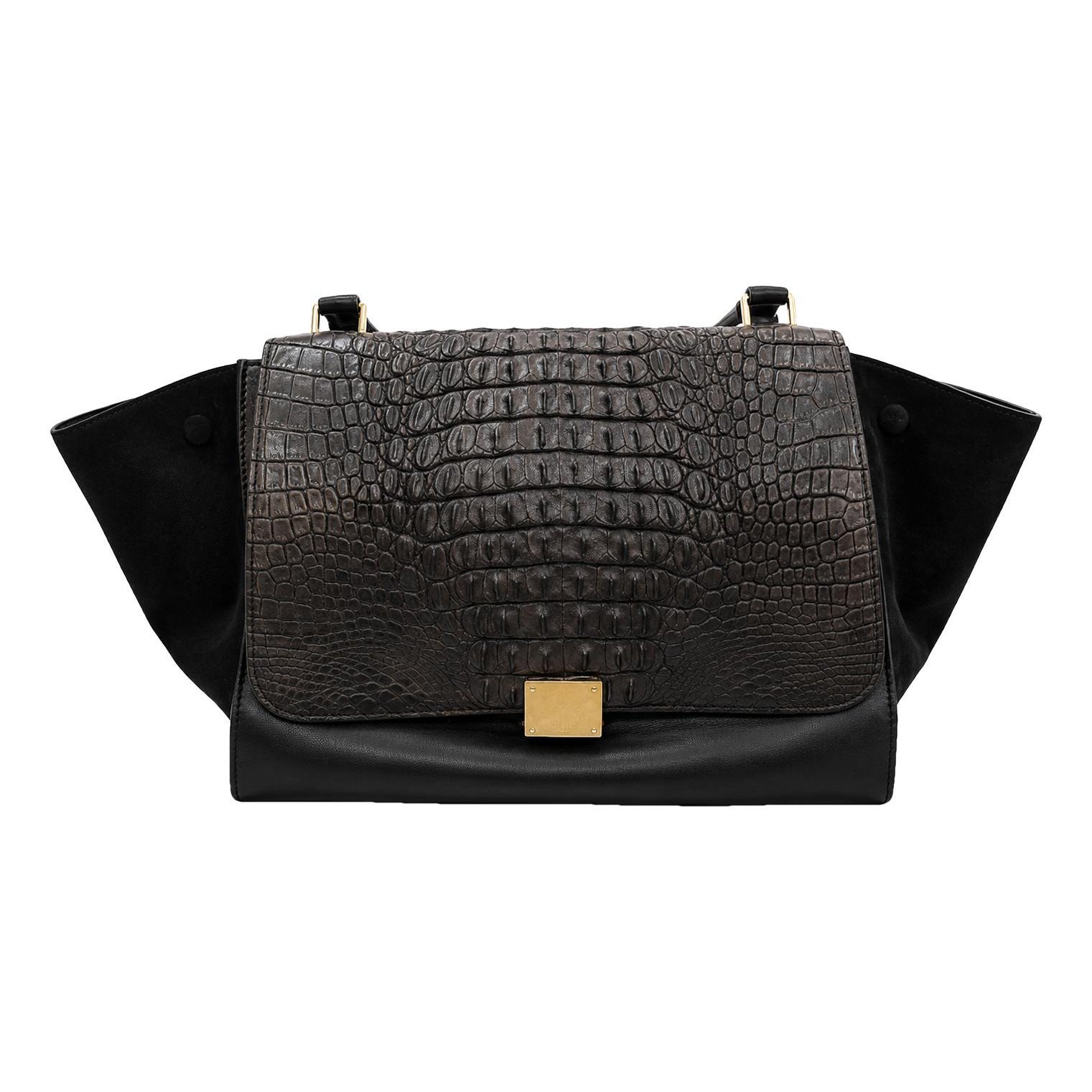 Trapèze leather handbag