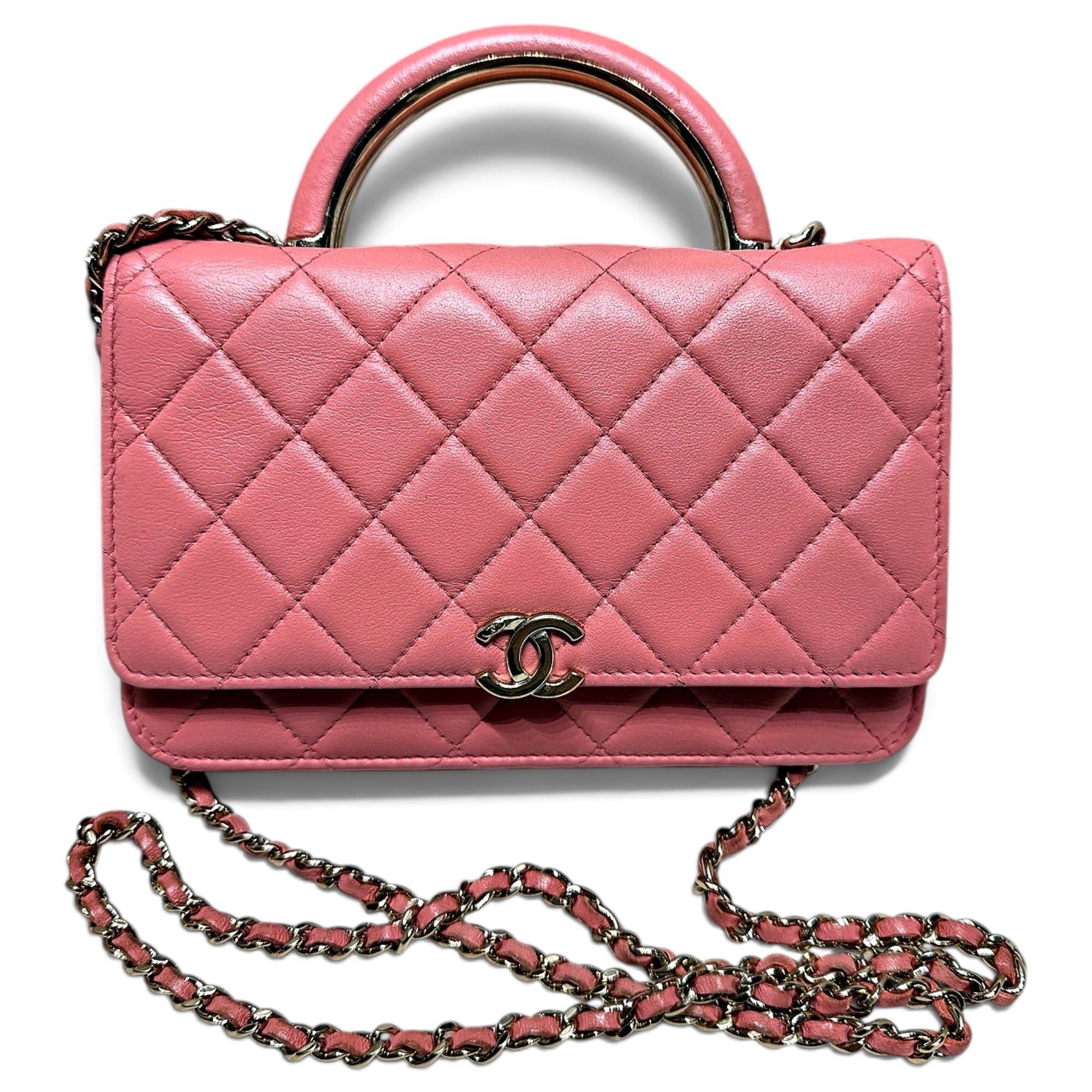 Trendy CC Top Handle leather handbag
