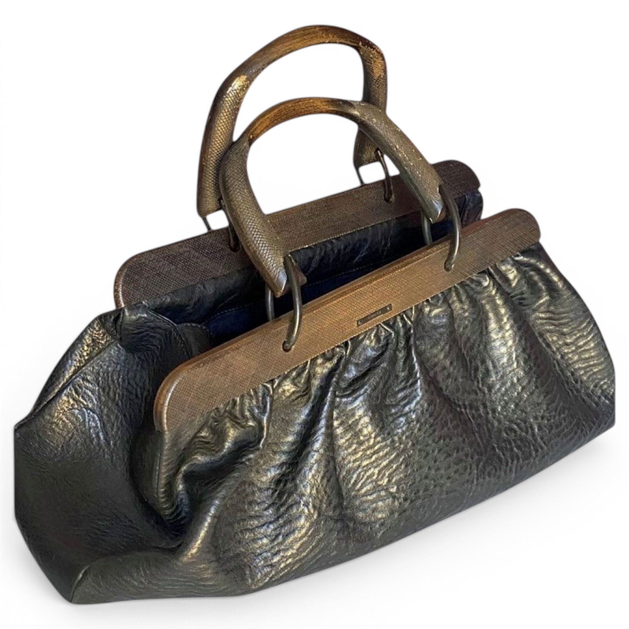 Bamboo leather handbag