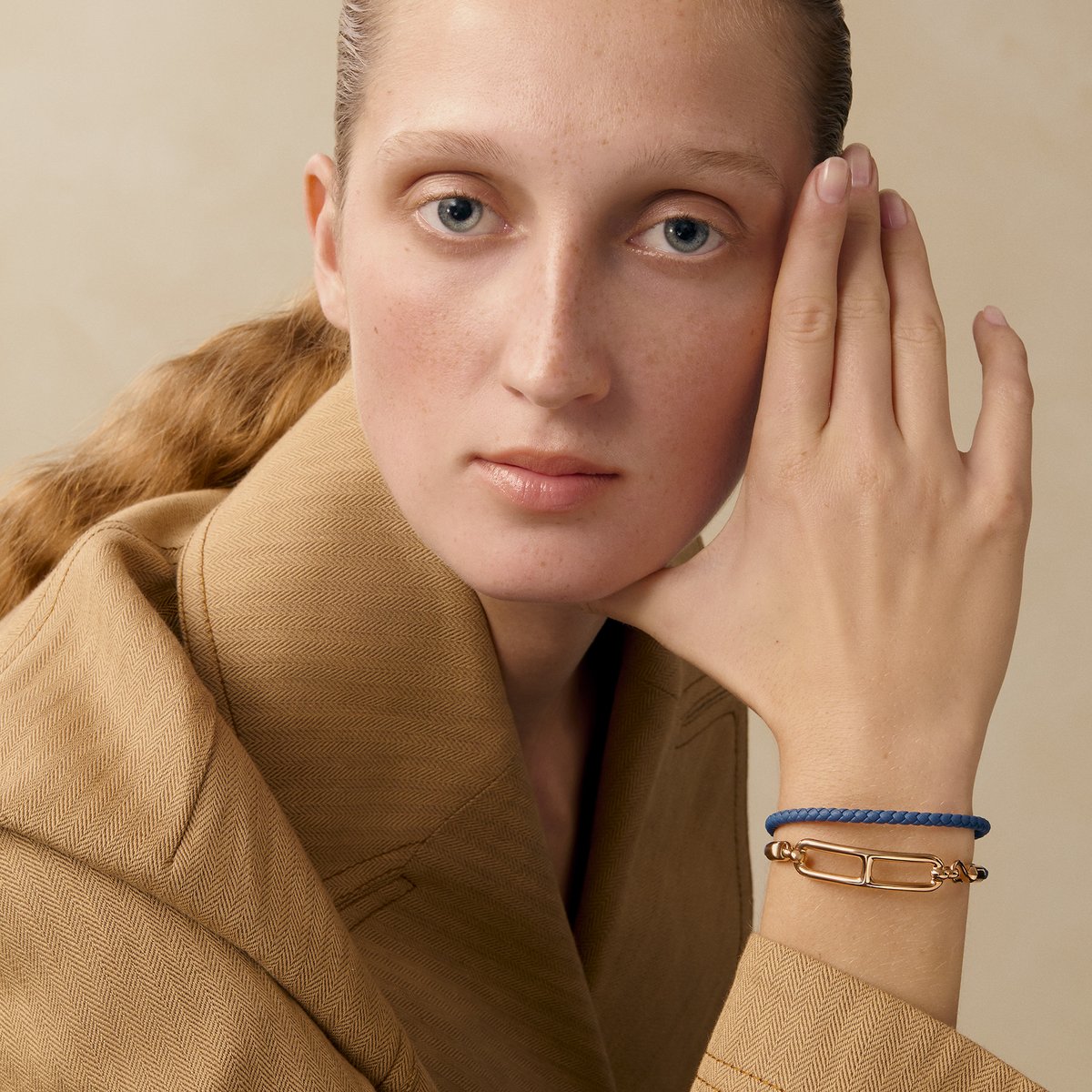 Bleu Tie Roulis Double Tour Bracelet