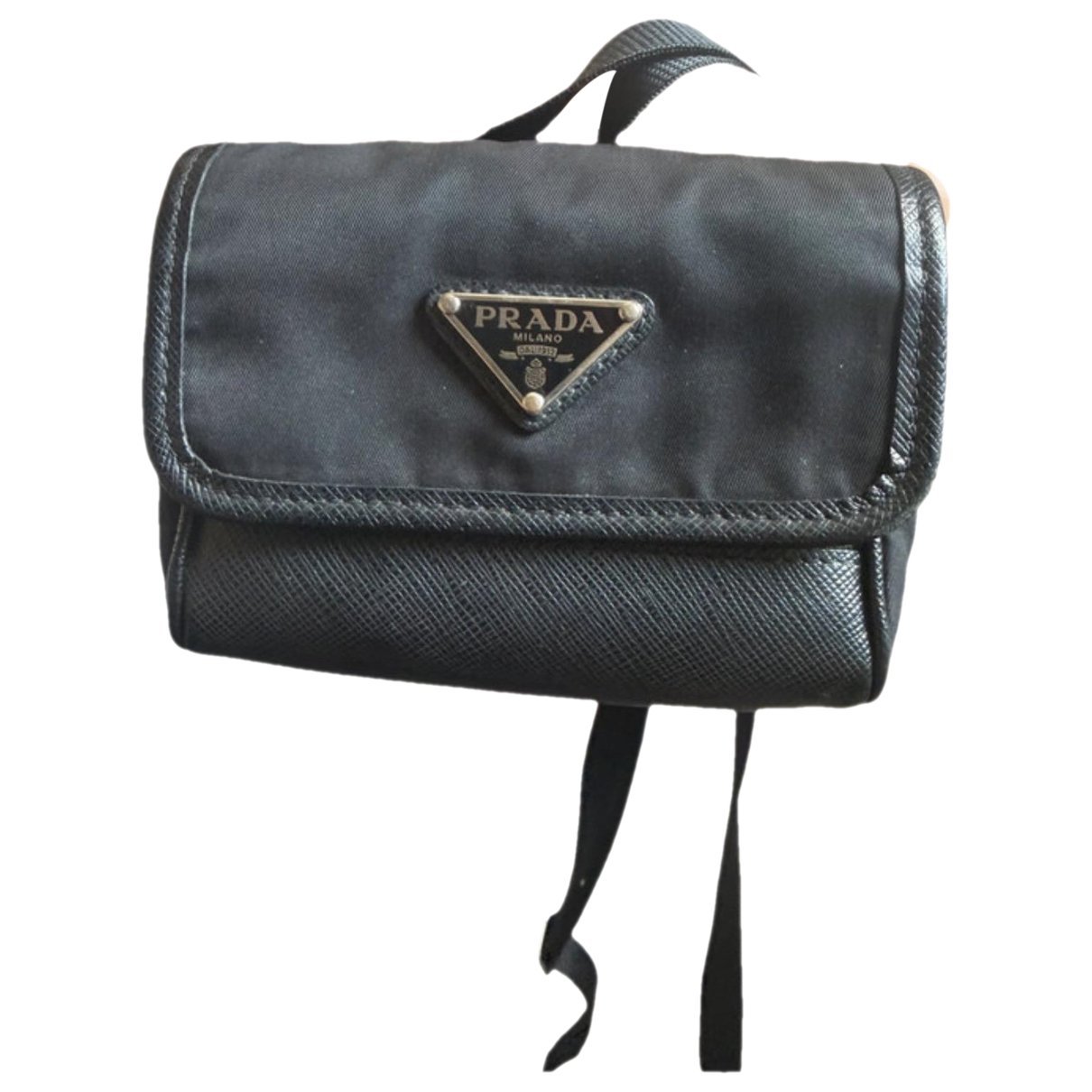 Re-Nylon leather clutch bag