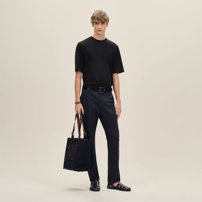 Noir "H'Cheval" T-shirt With Leather Detail