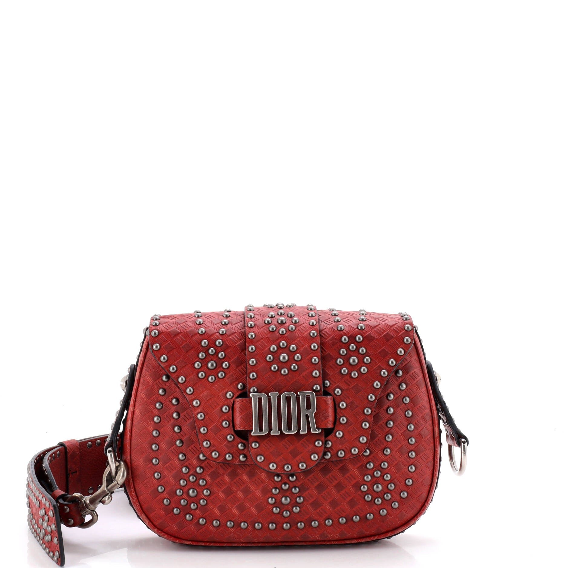 D-Fence Saddle Bag Studded Embossed Leather Small