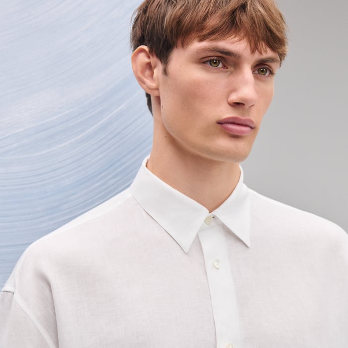 Blanc Boxy Fit Shirt With Louis Collar