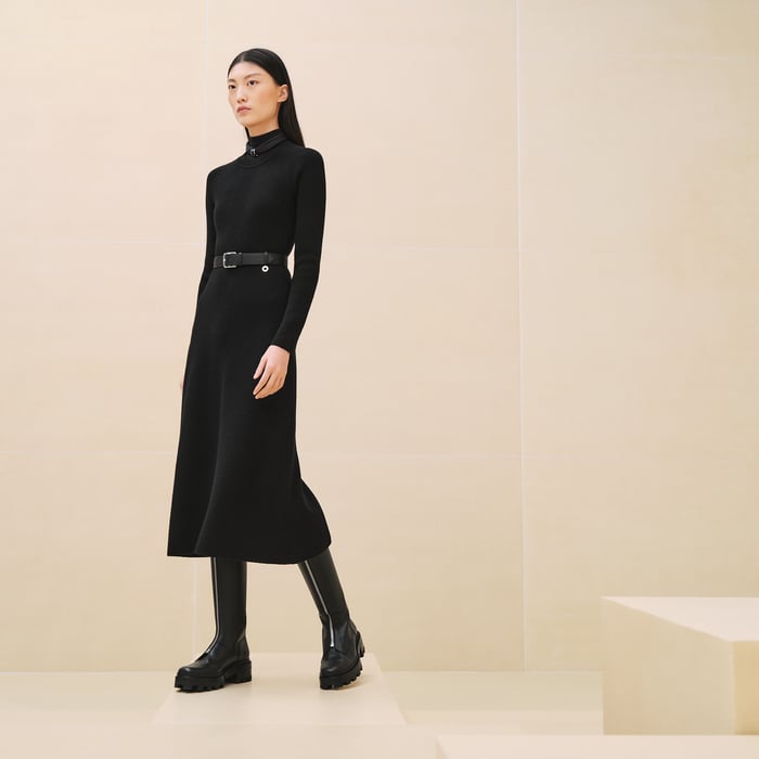 Noir Adjusted Long Cashmere Dress