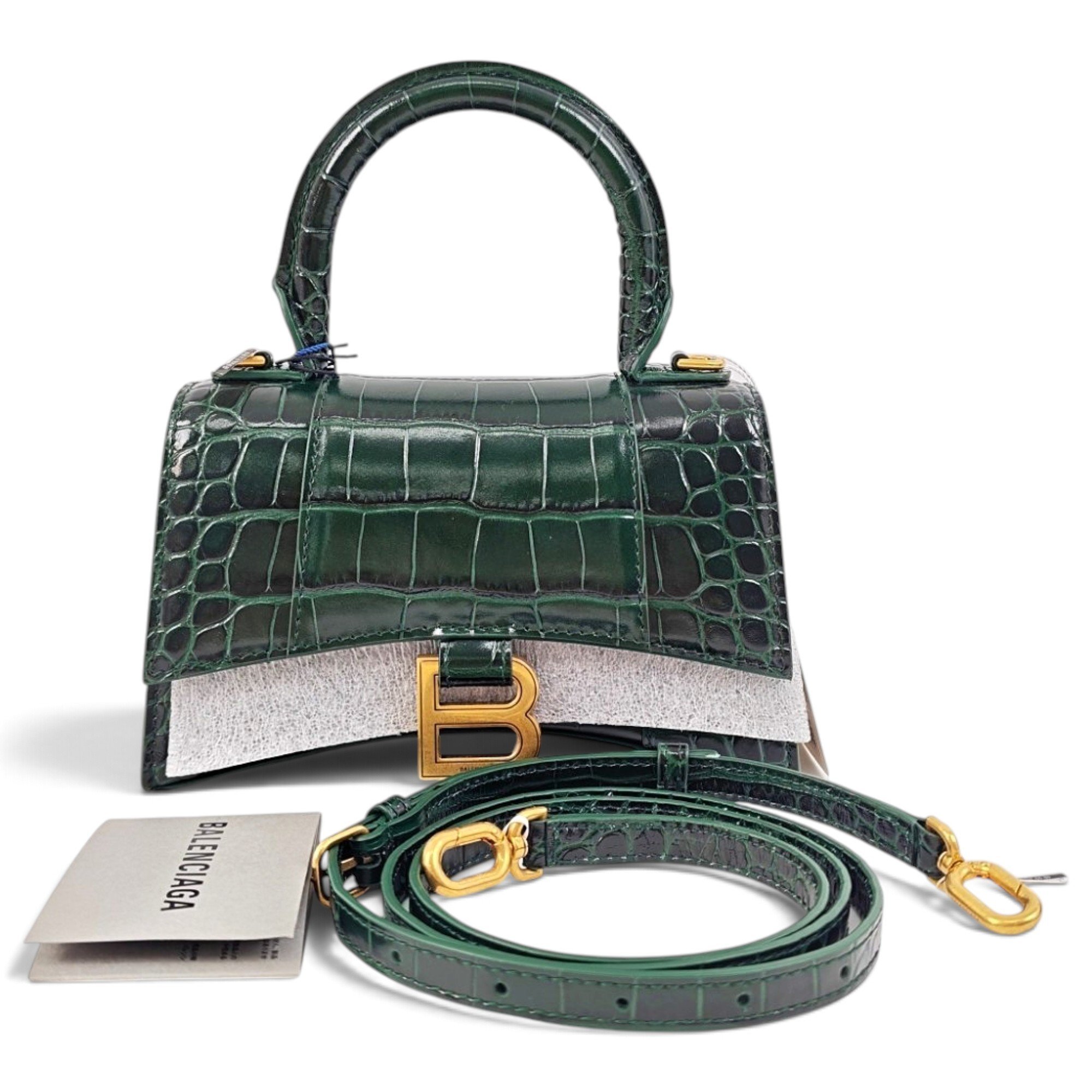 Hourglass leather handbag