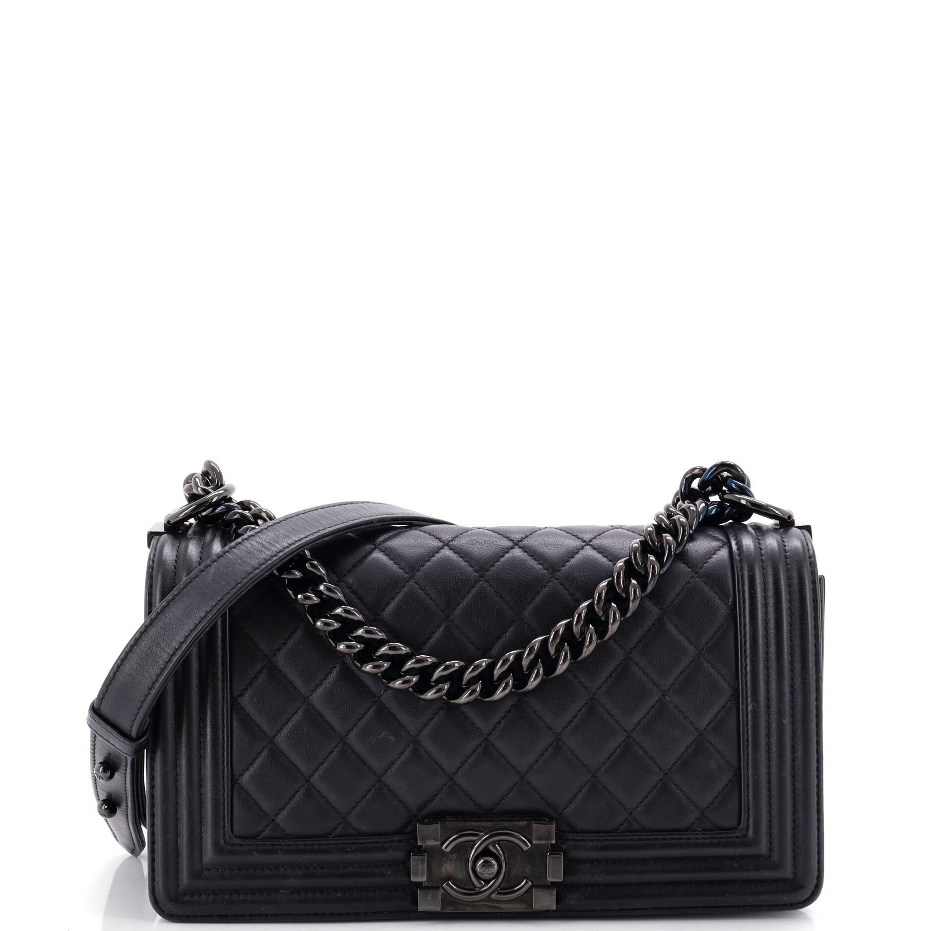 So Black Boy Flap Bag Quilted Lambskin Old Medium