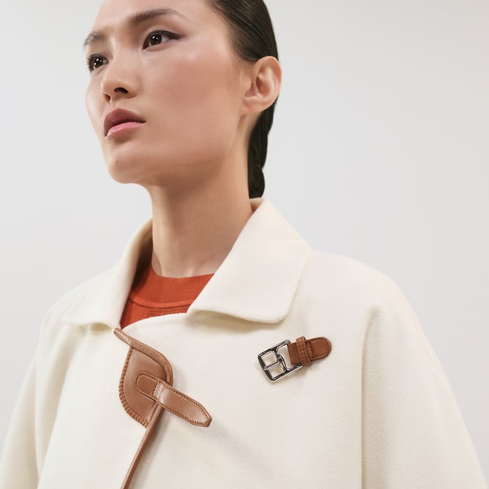 Blanc Naturel Jacket With Leather Detail