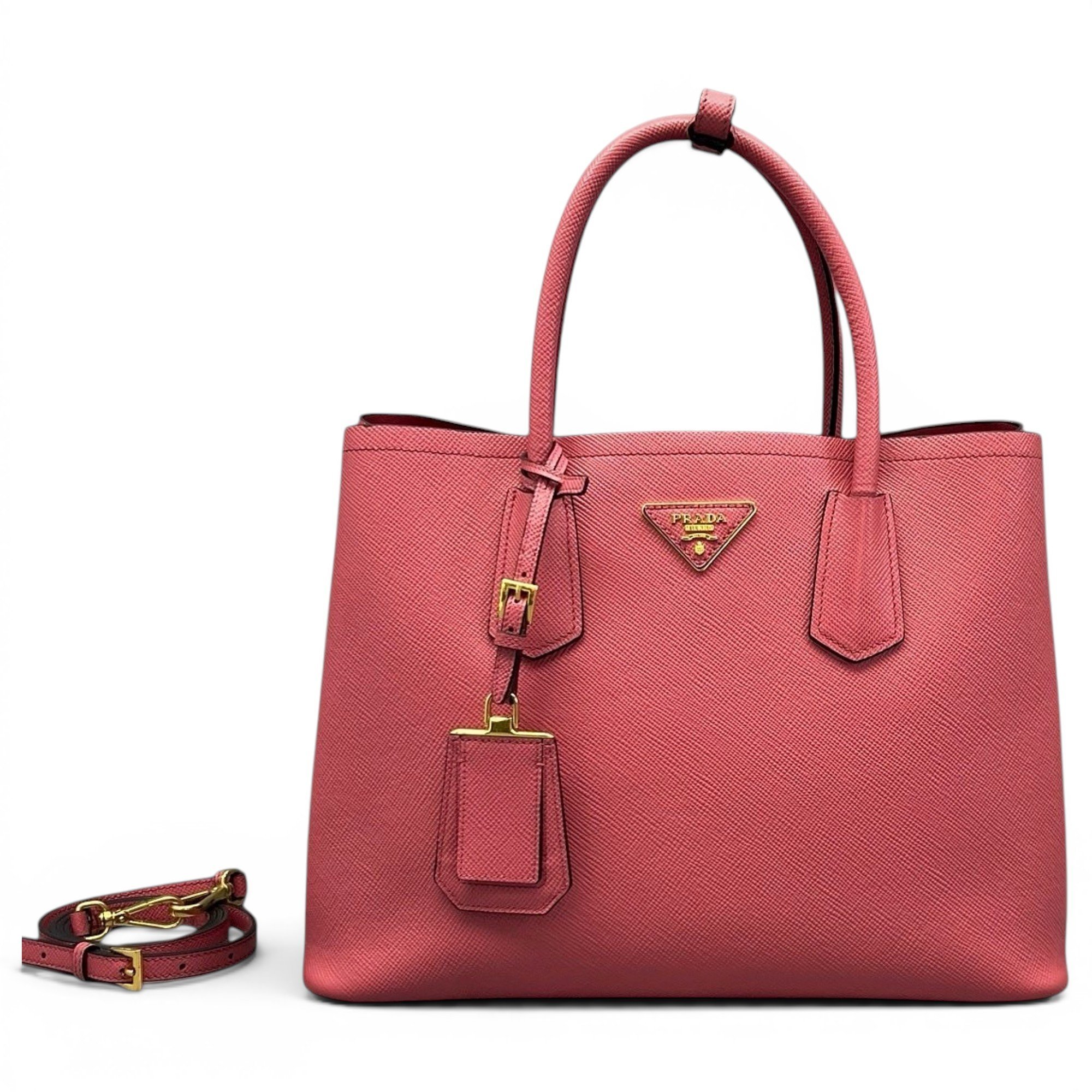 Double leather handbag