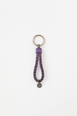 Intrecciato Leather Keychain