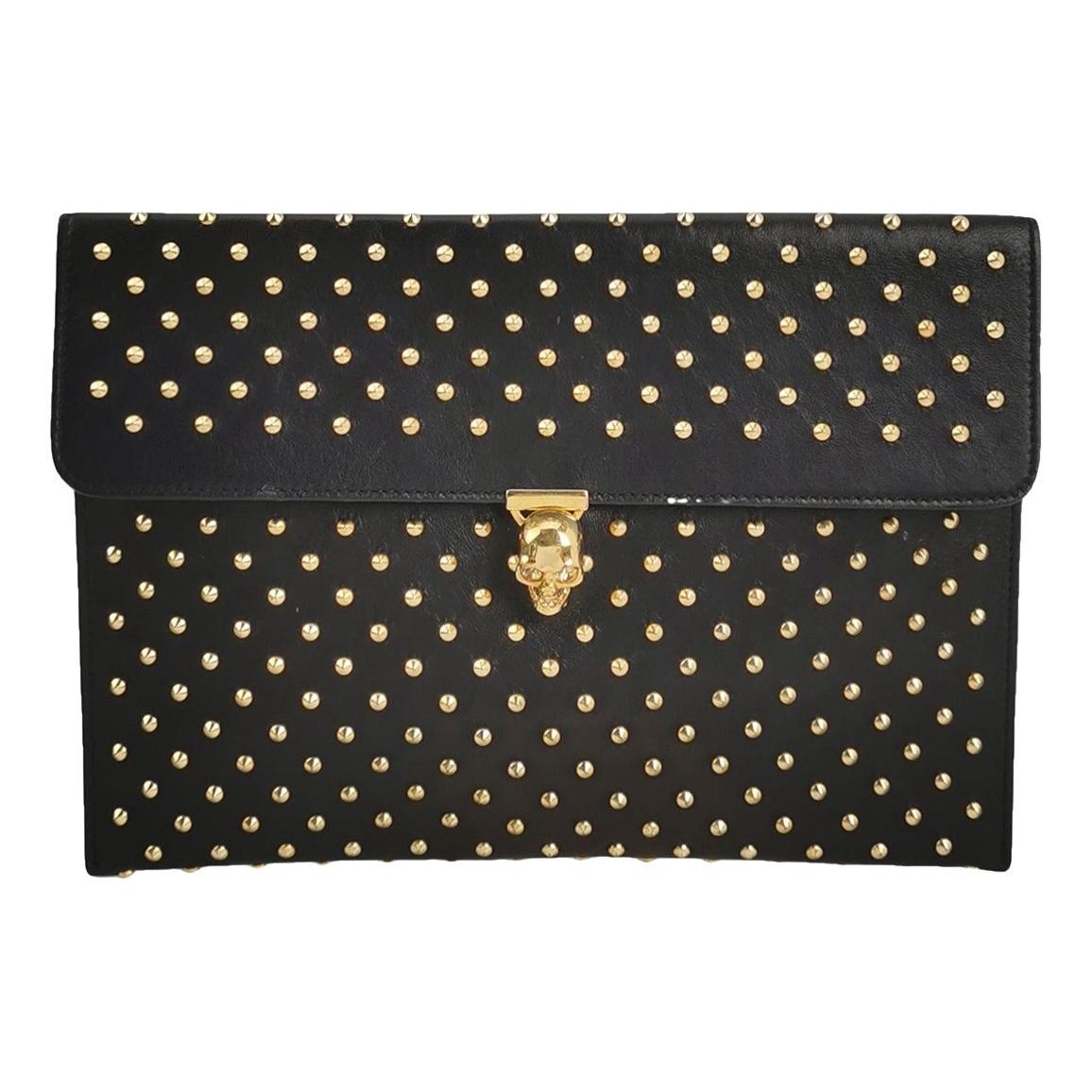 Skull leather clutch bag