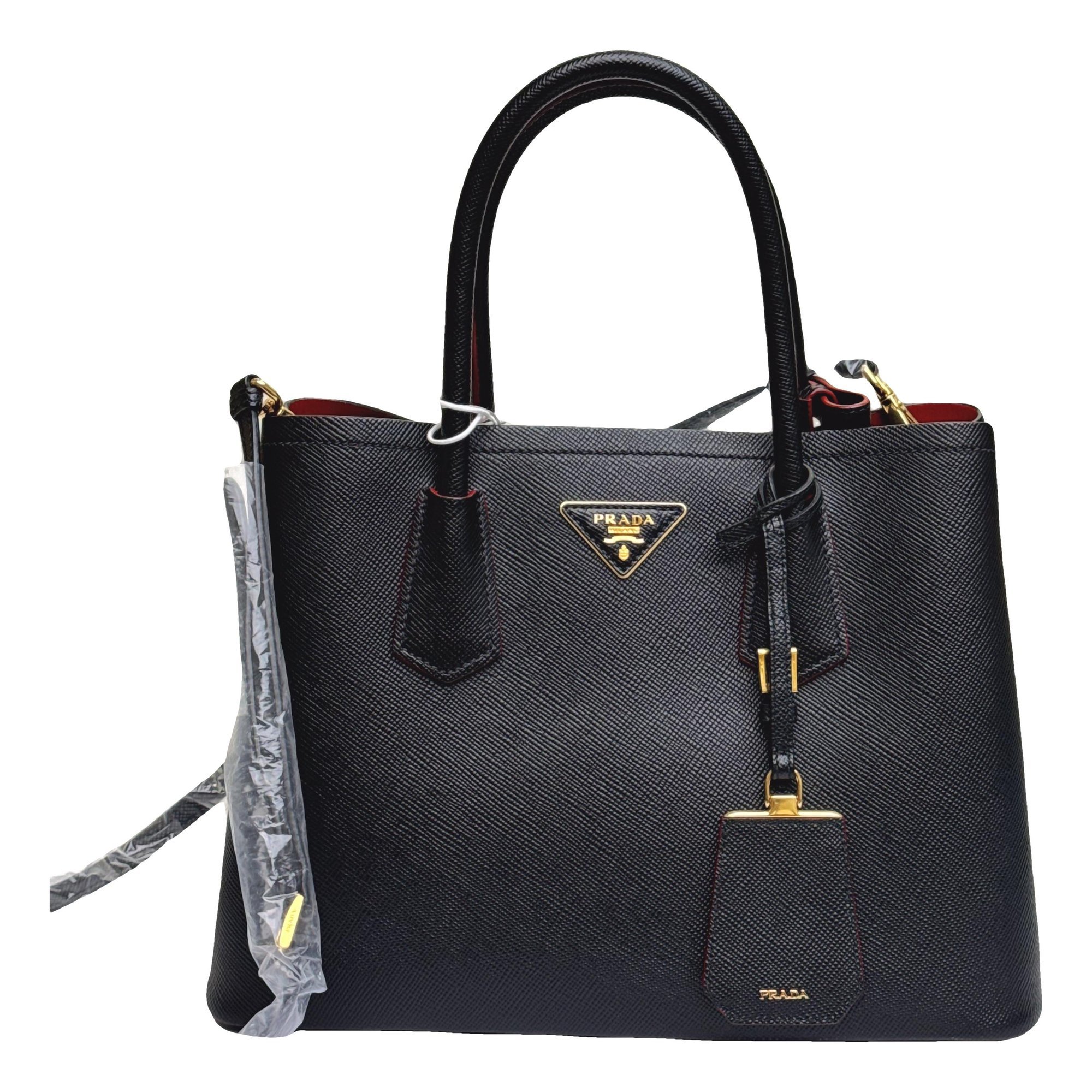 Double leather handbag