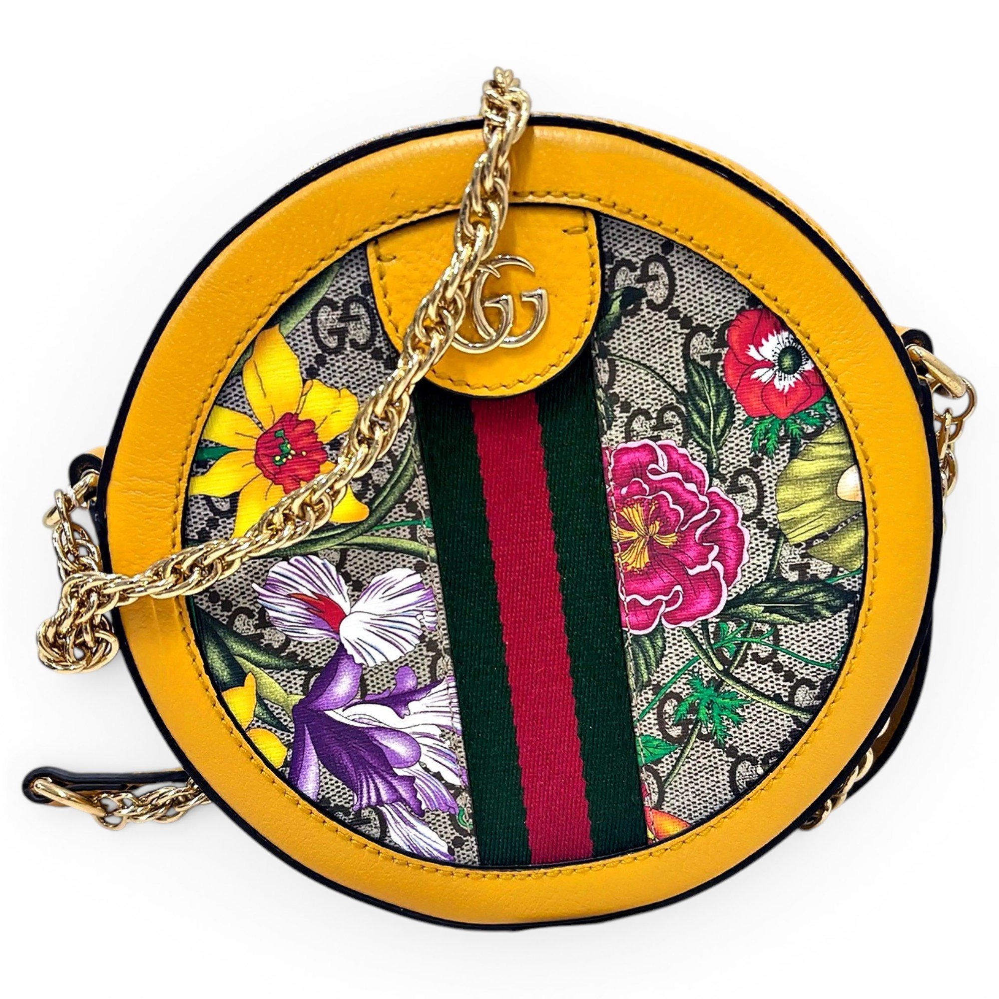 Ophidia Round leather crossbody bag