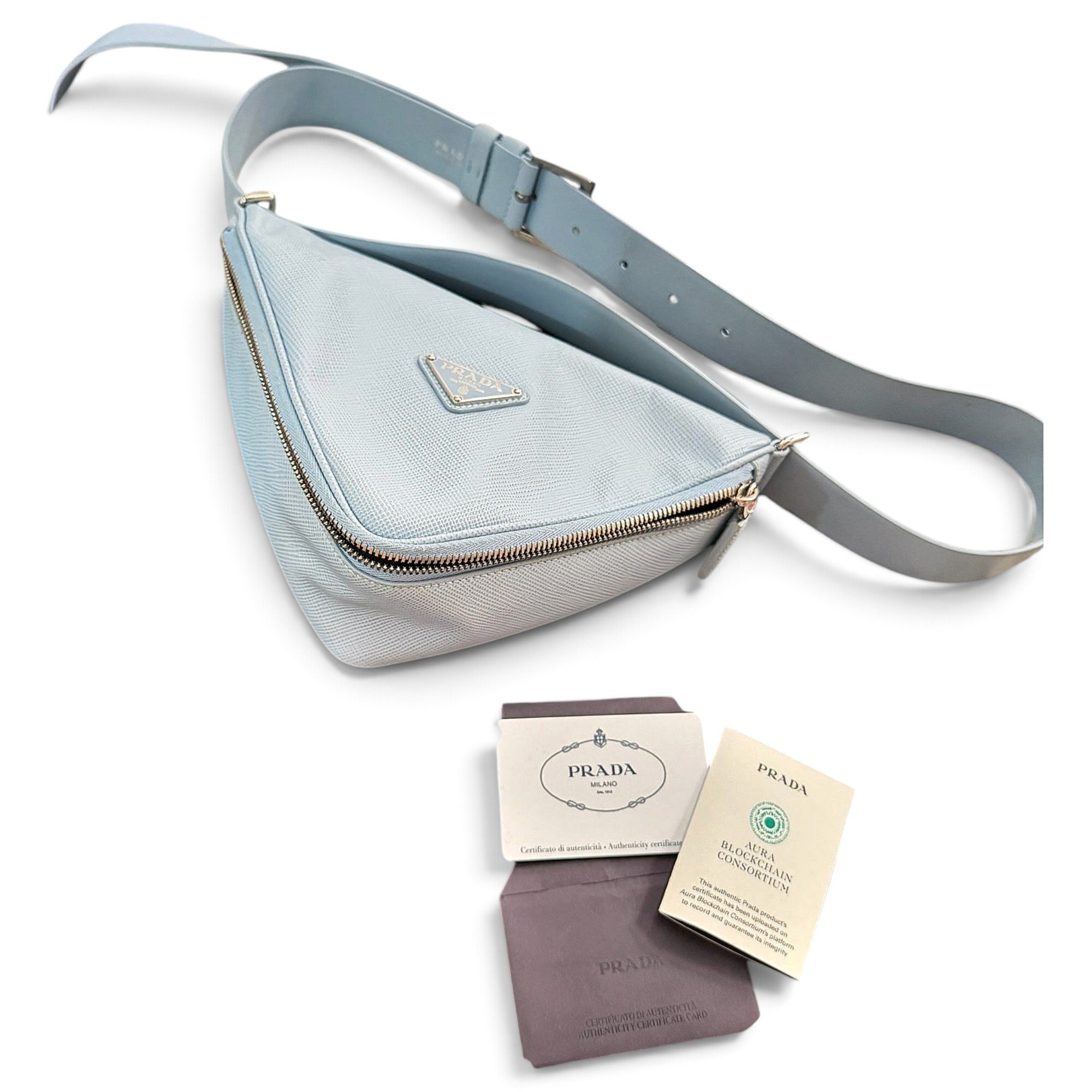 Triangle leather clutch bag