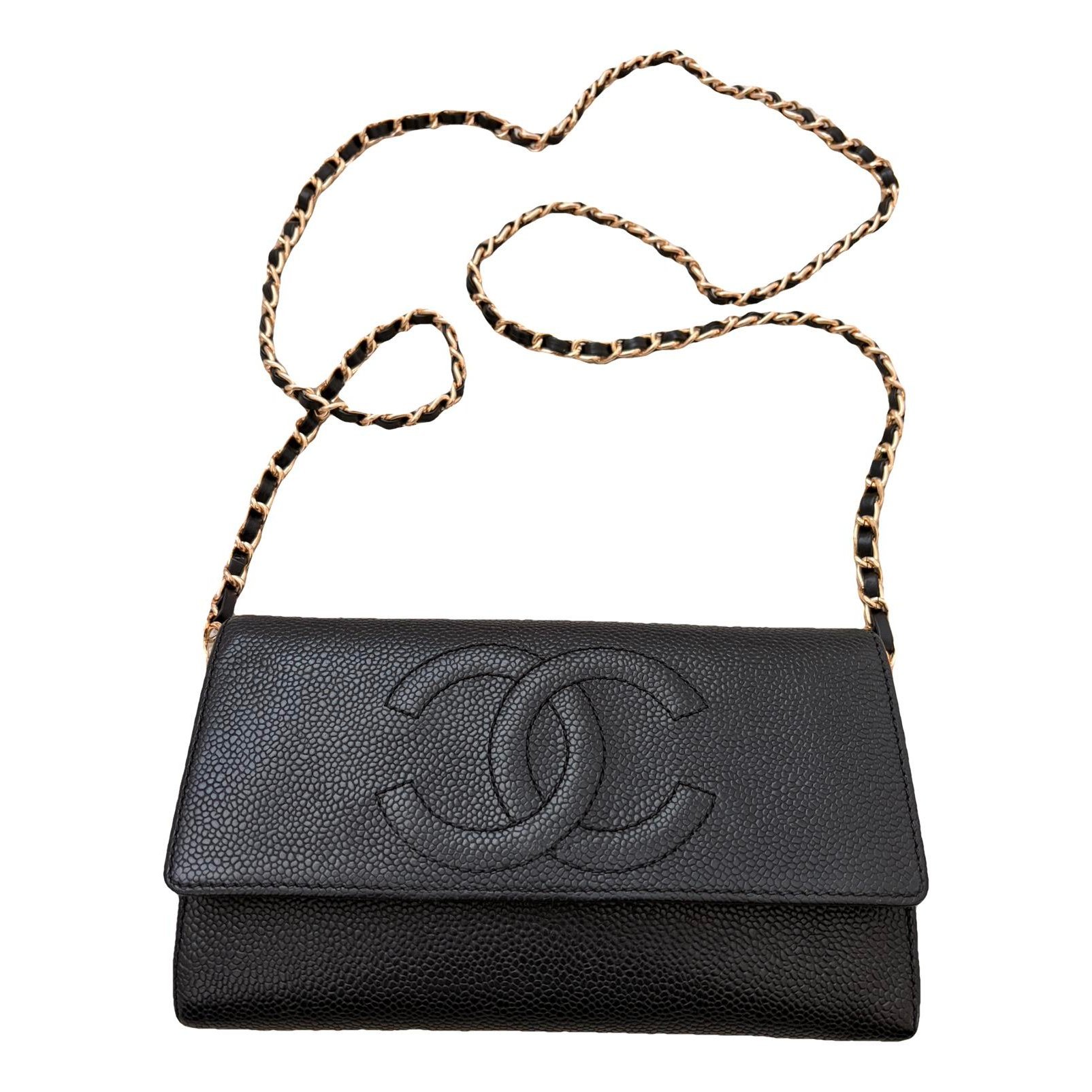Wallet On Chain Double C leather crossbody bag