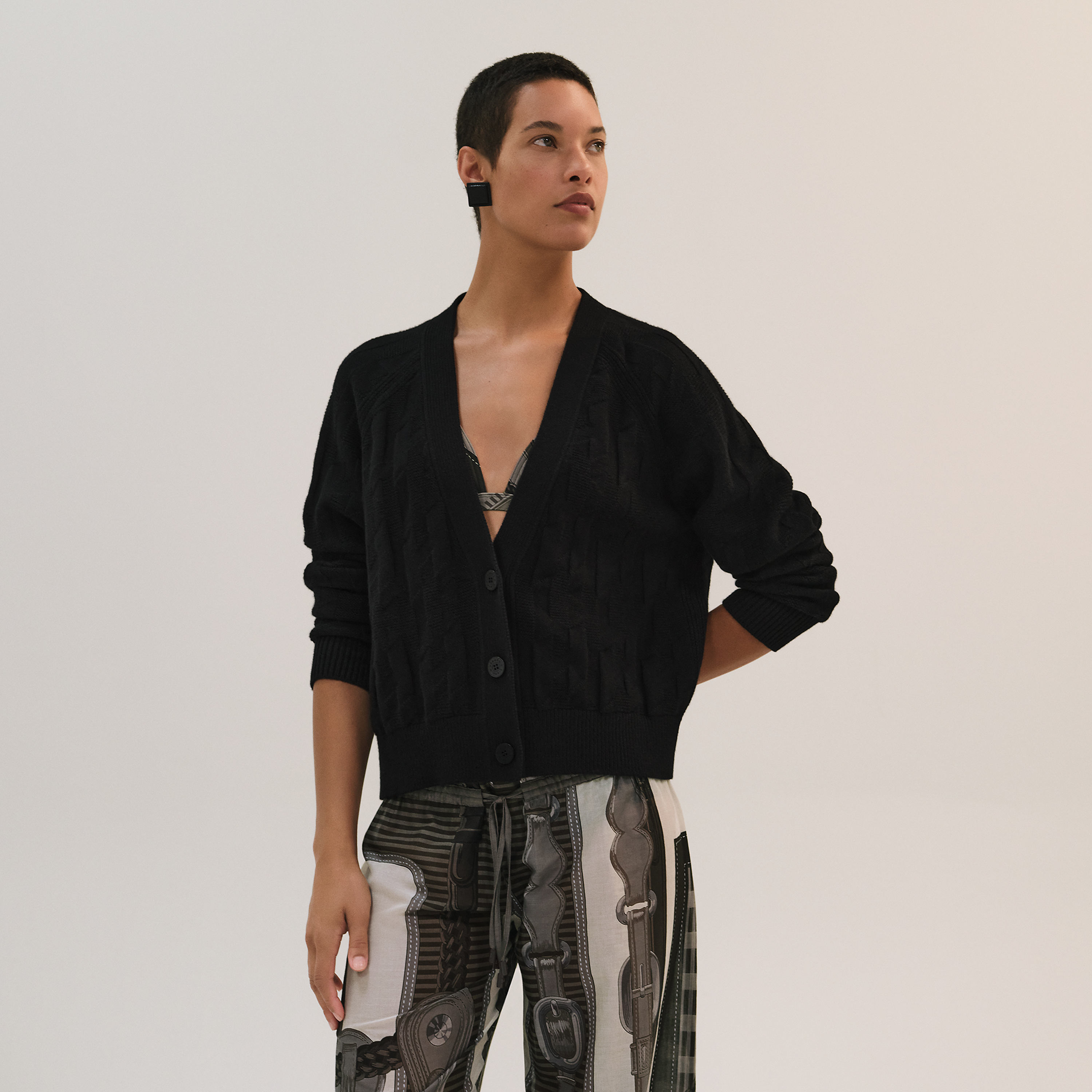 Cardigan manches longues motif « H »
