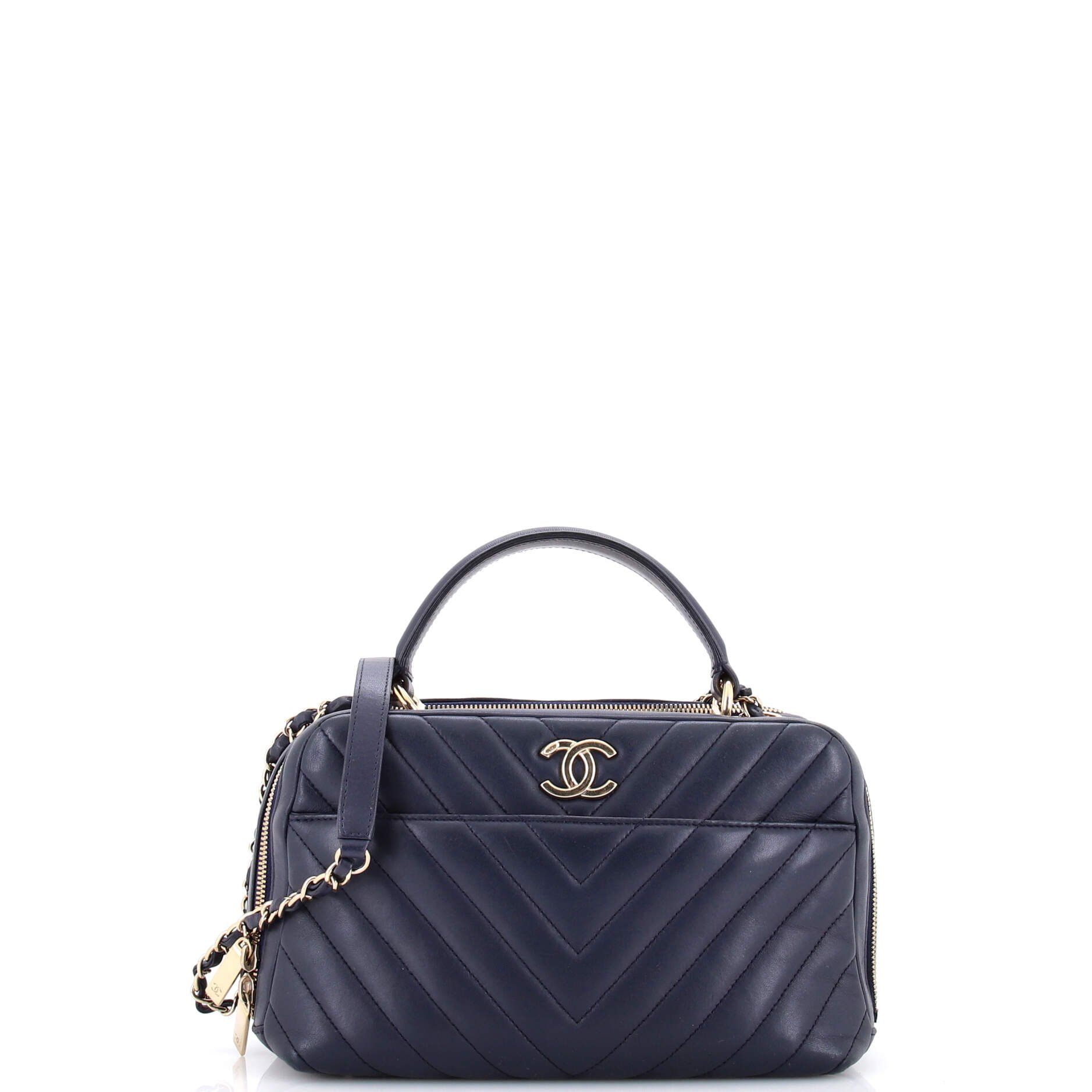 Trendy CC Bowling Bag Chevron Lambskin Medium