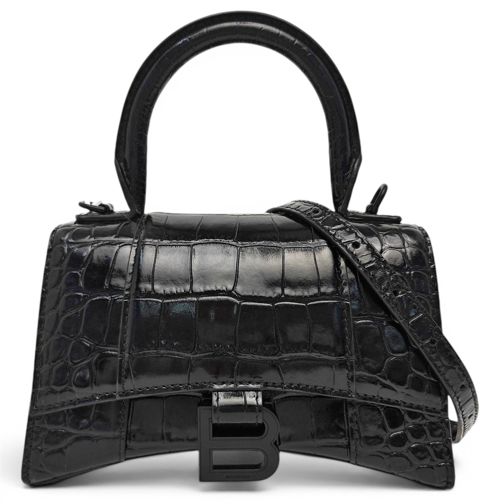 Hourglass leather handbag