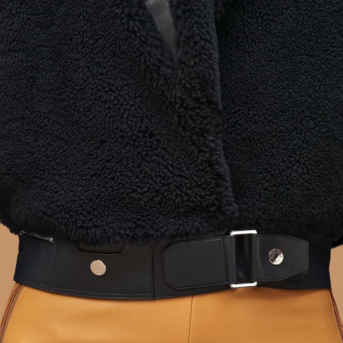 Bleu Noir Short Leather Coat