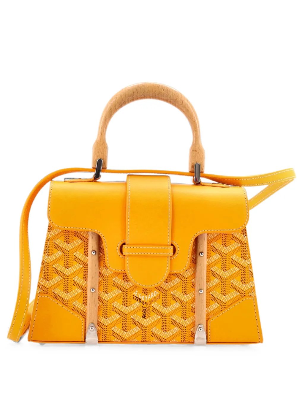 Structured Saigon Top Handle Bag Coated Canvas with Leather Mini satchel