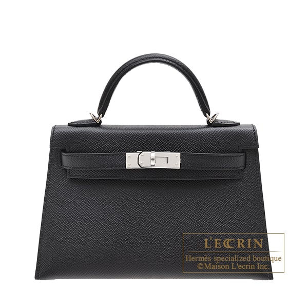 Hermes Kelly bag mini Sellier Black Epsom leather Silver hardware
