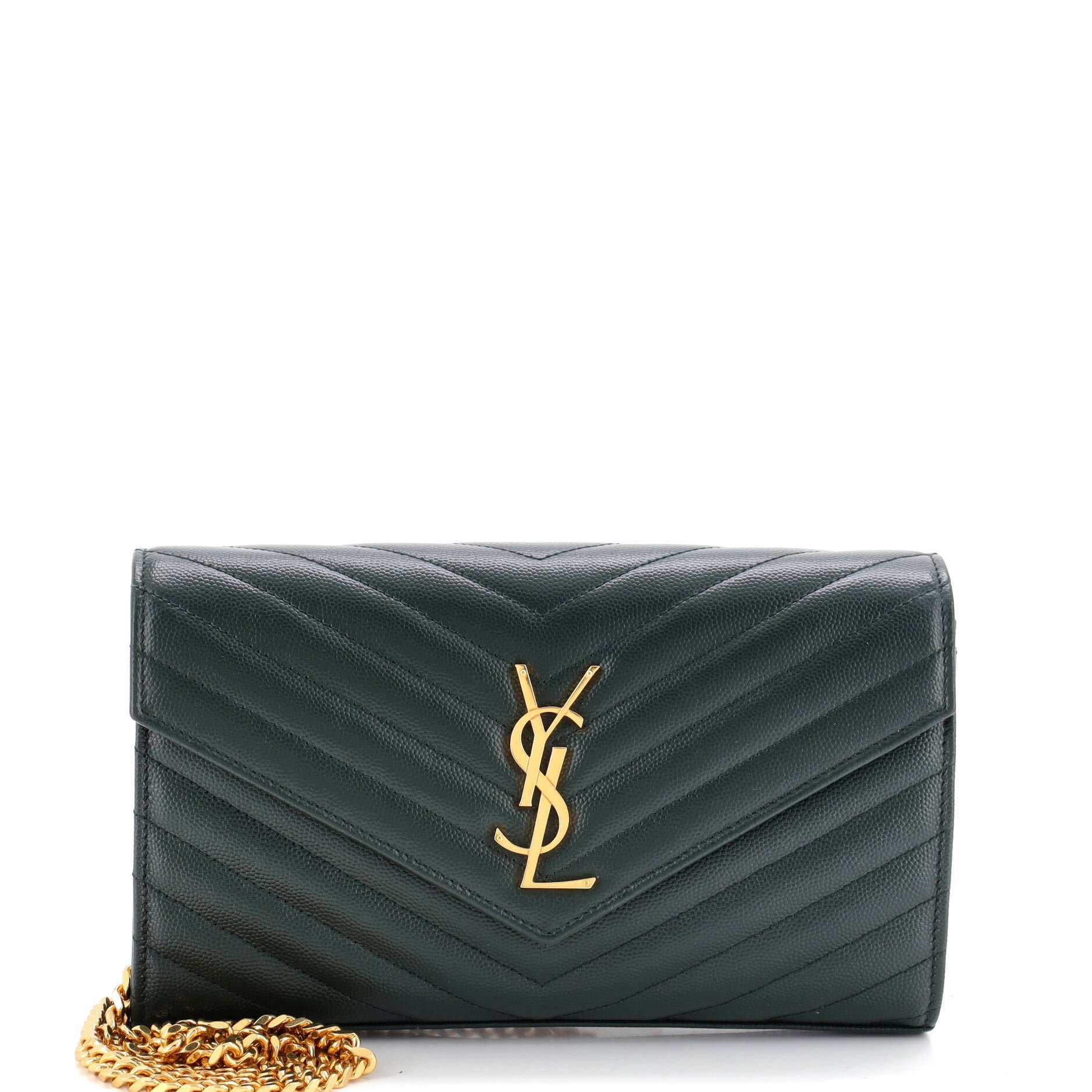 Classic Monogram Wallet on Chain Matelasse Chevron Leather Medium