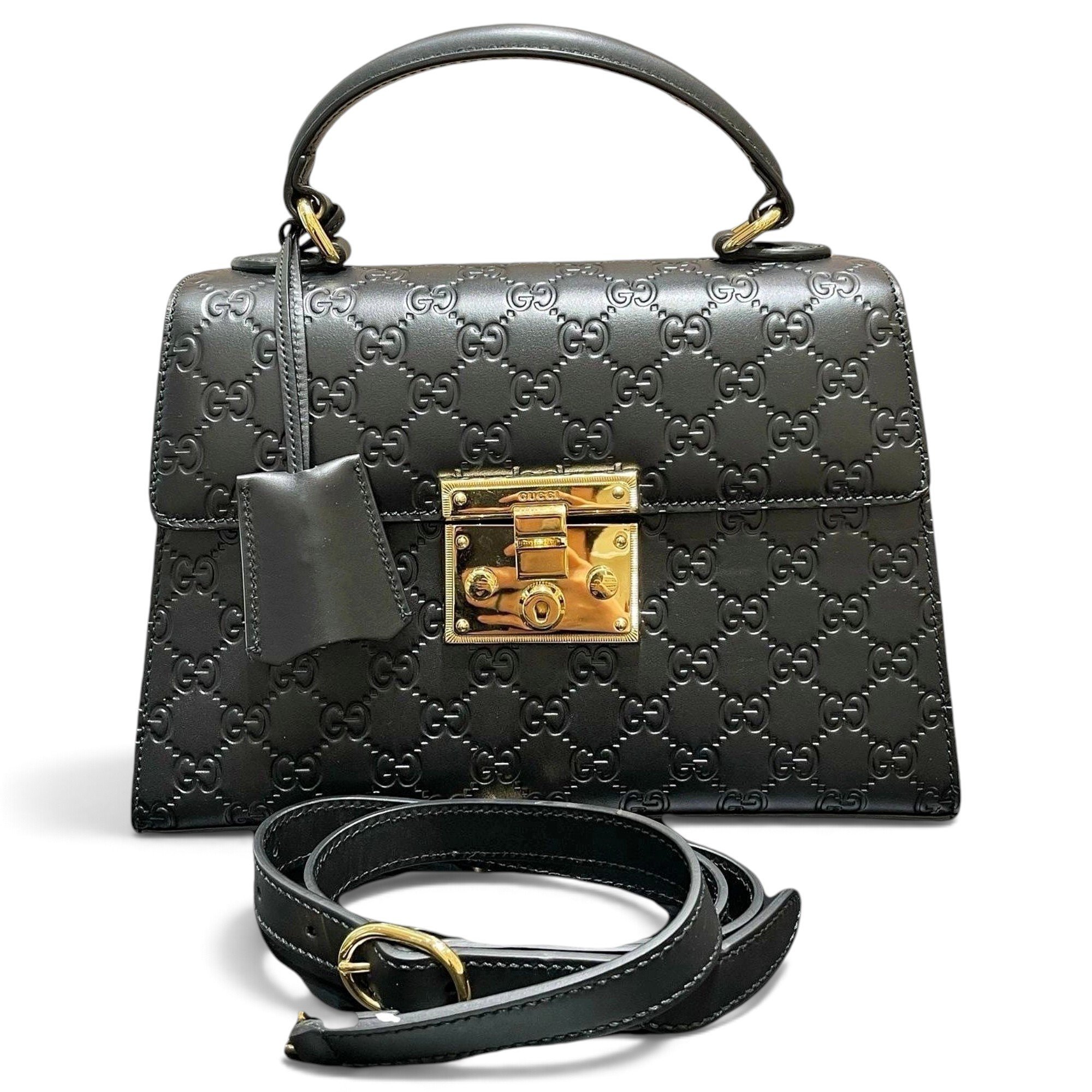 Padlock leather handbag
